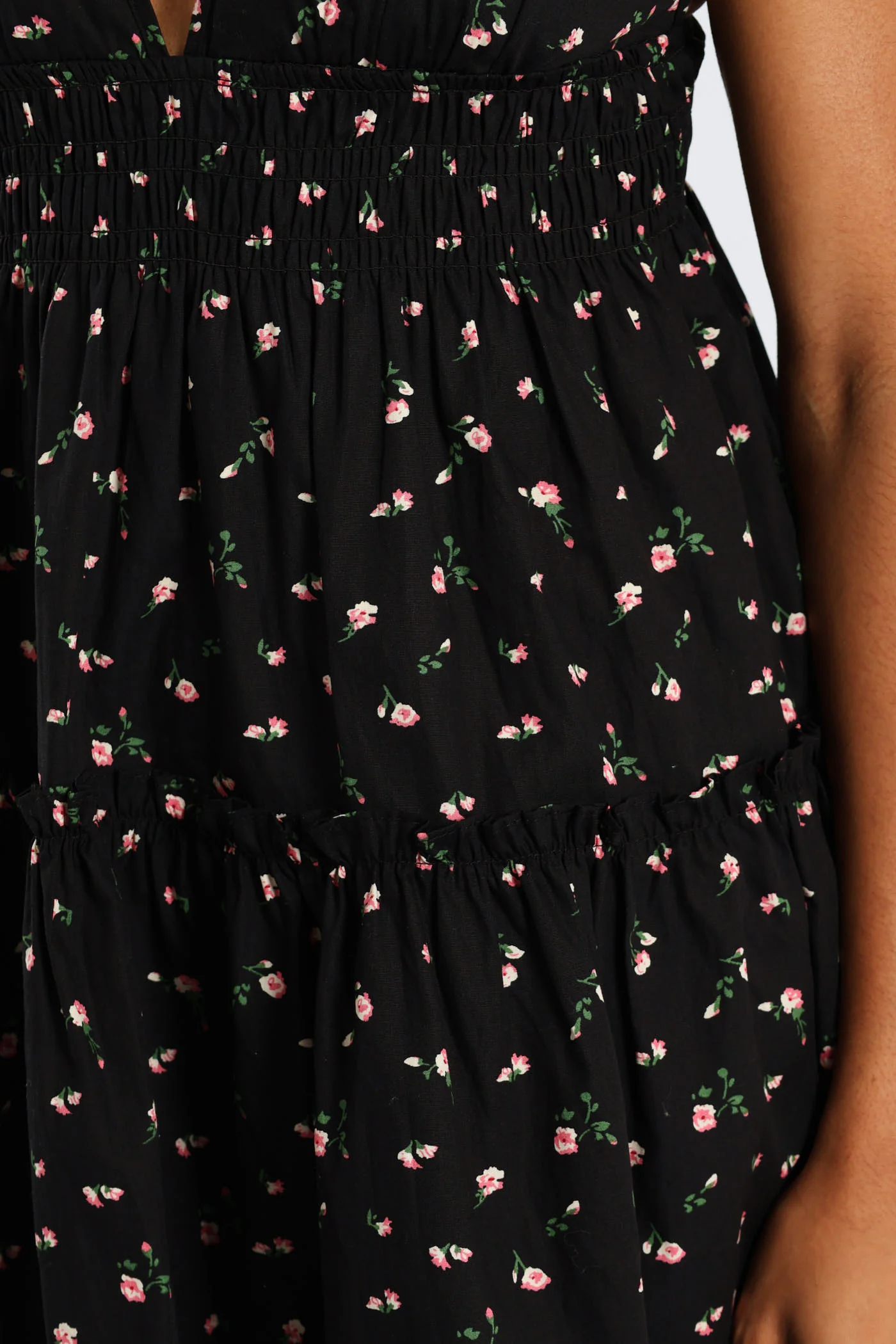 Strappy Babydoll Tiered Dress - Black - Image 3