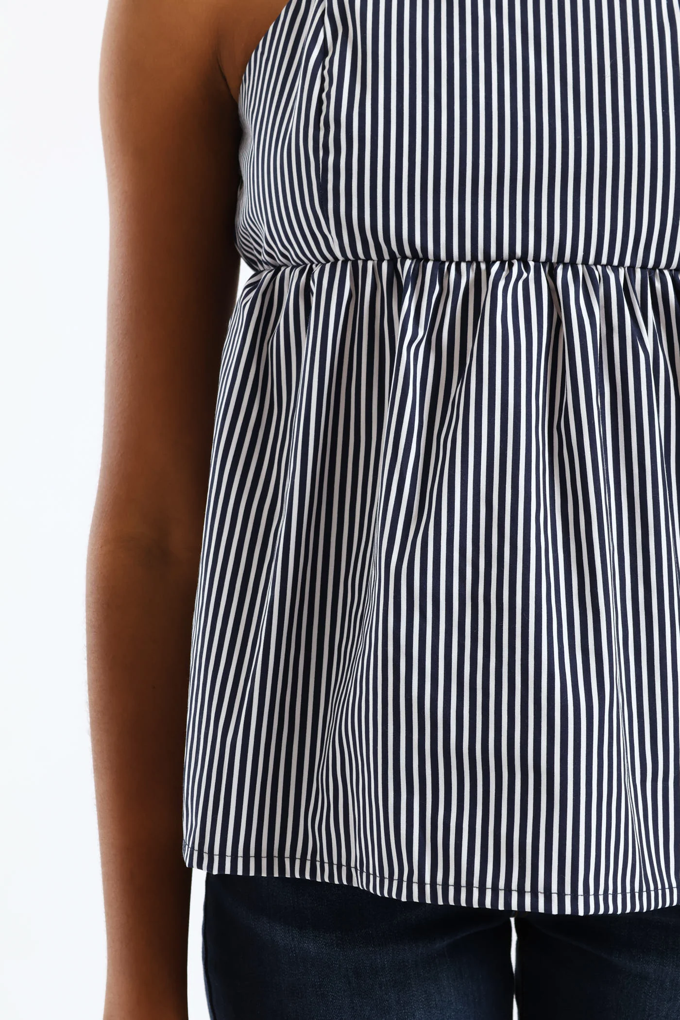 Strappy Back Babydoll Top - Navy/White - Image 3