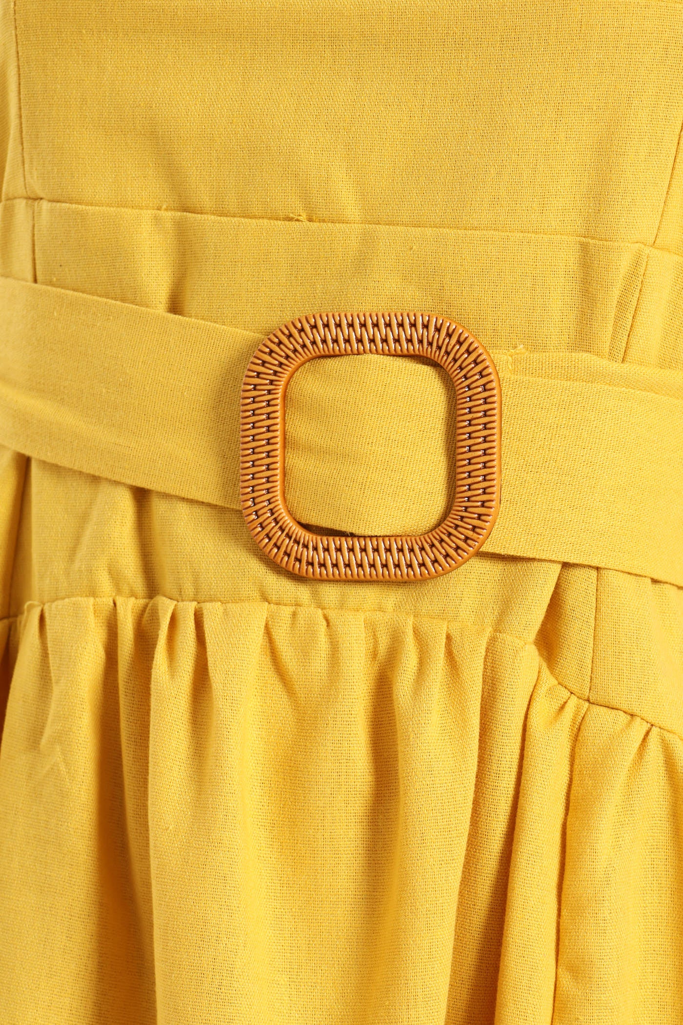 Strappy Belted Pleated Slit Midi Dress - Mustard - Image 6