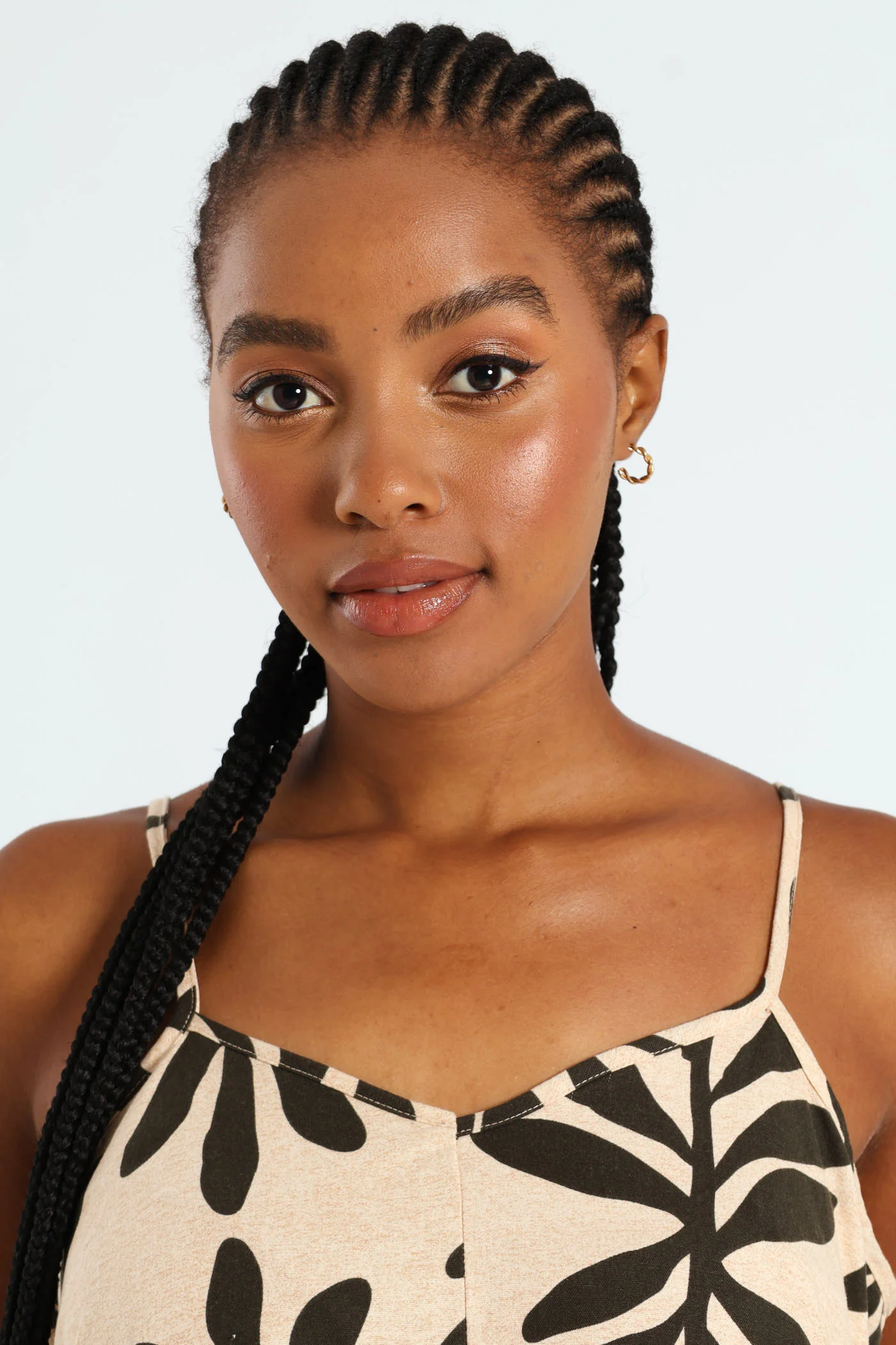 Strappy Double Drawstring Detail Frill Hem Midi Dress - Cream/Black - Image 4