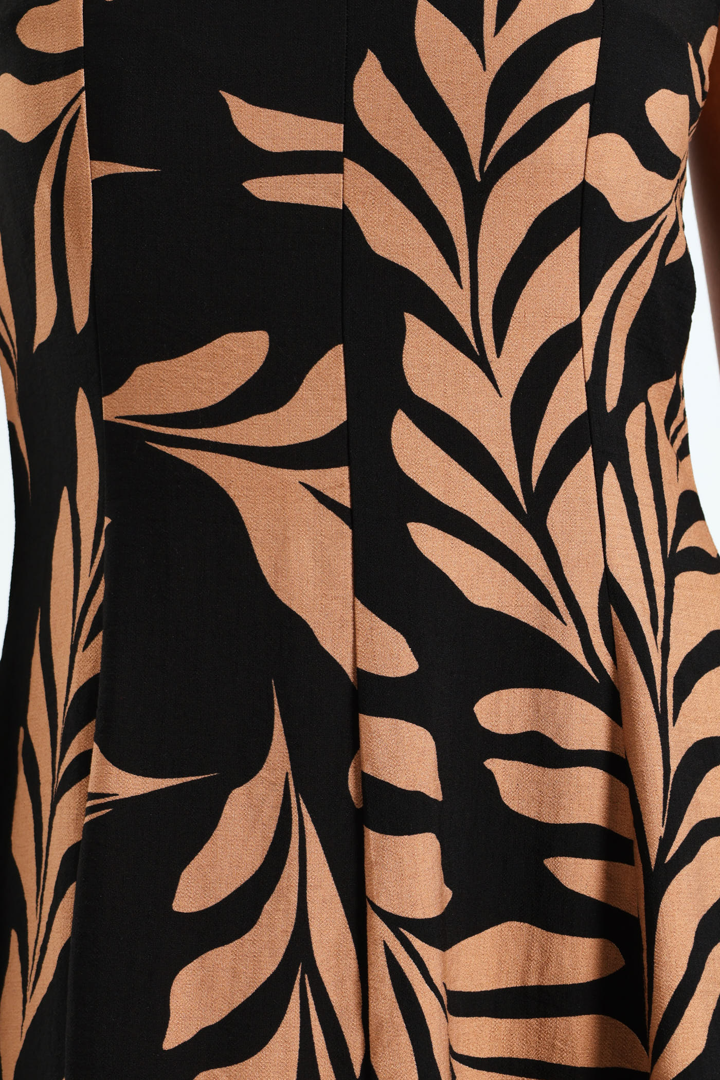 Strappy Fit & Flare Panelled Slip Dress - Black/Brown - Image 5