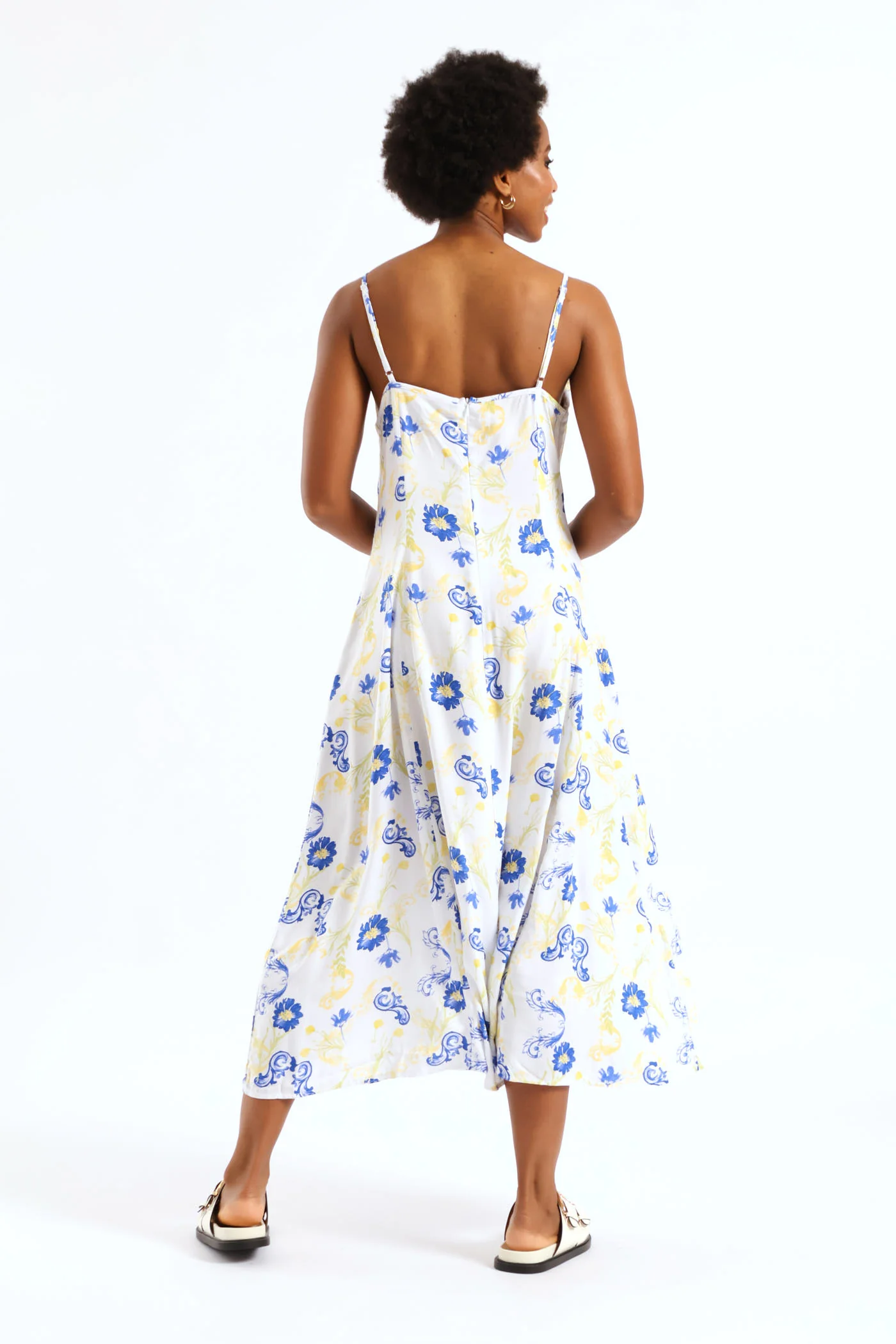 Strappy Fit & Flare Panelled Slip Midi Dress - Multi - Image 3