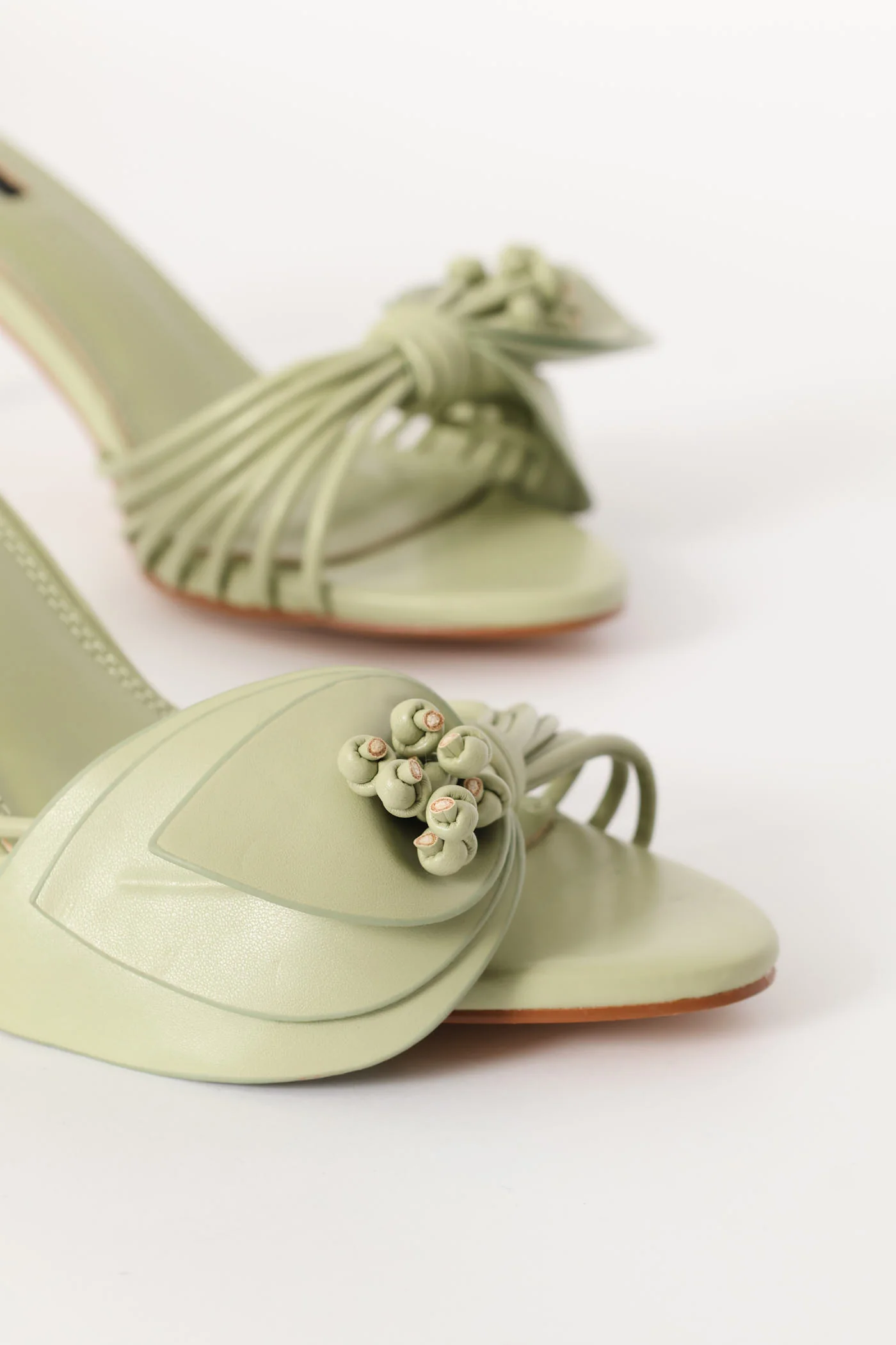 Strappy Flower Mule Heel - Matcha - Image 2