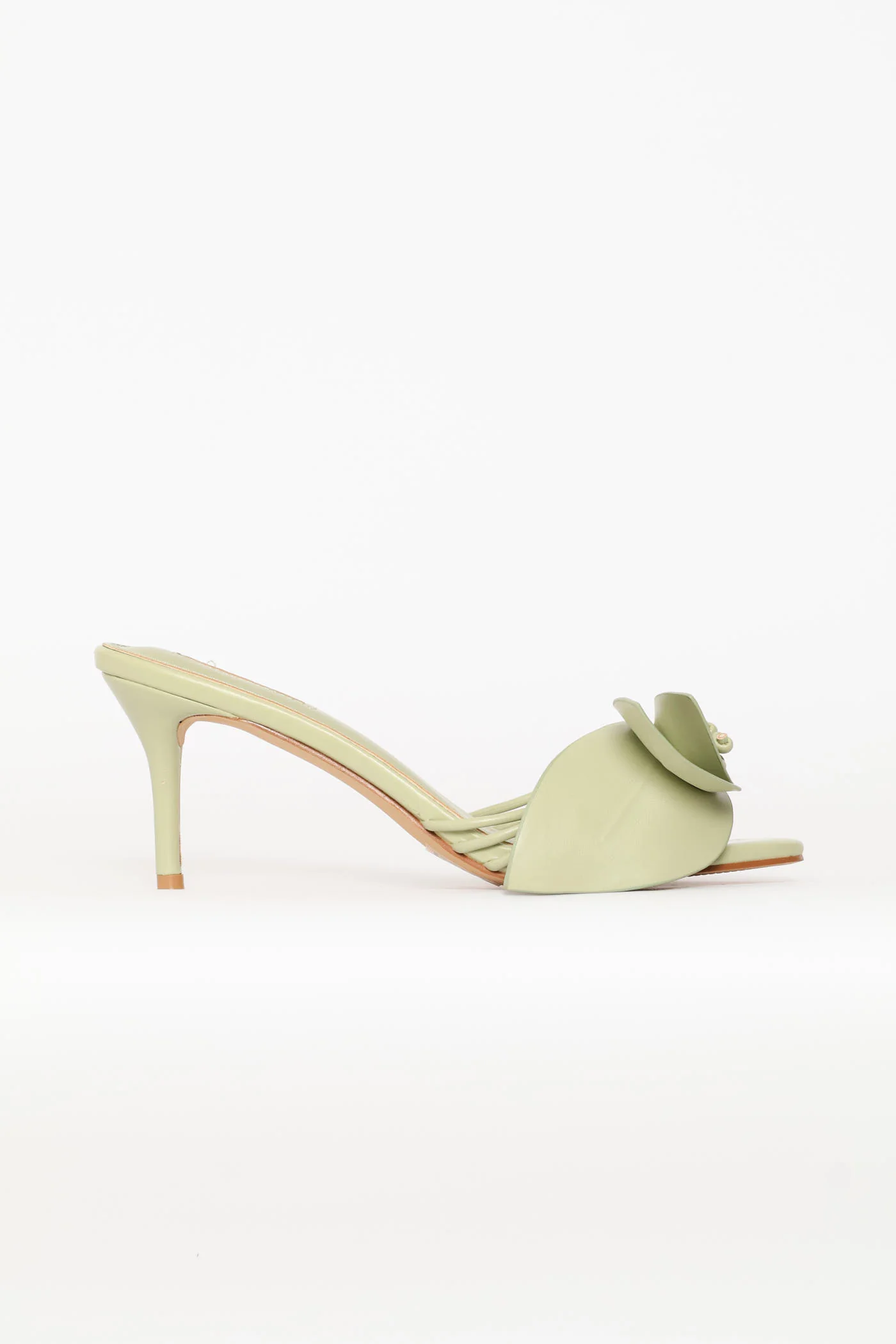 Strappy Flower Mule Heel - Matcha - Image 4