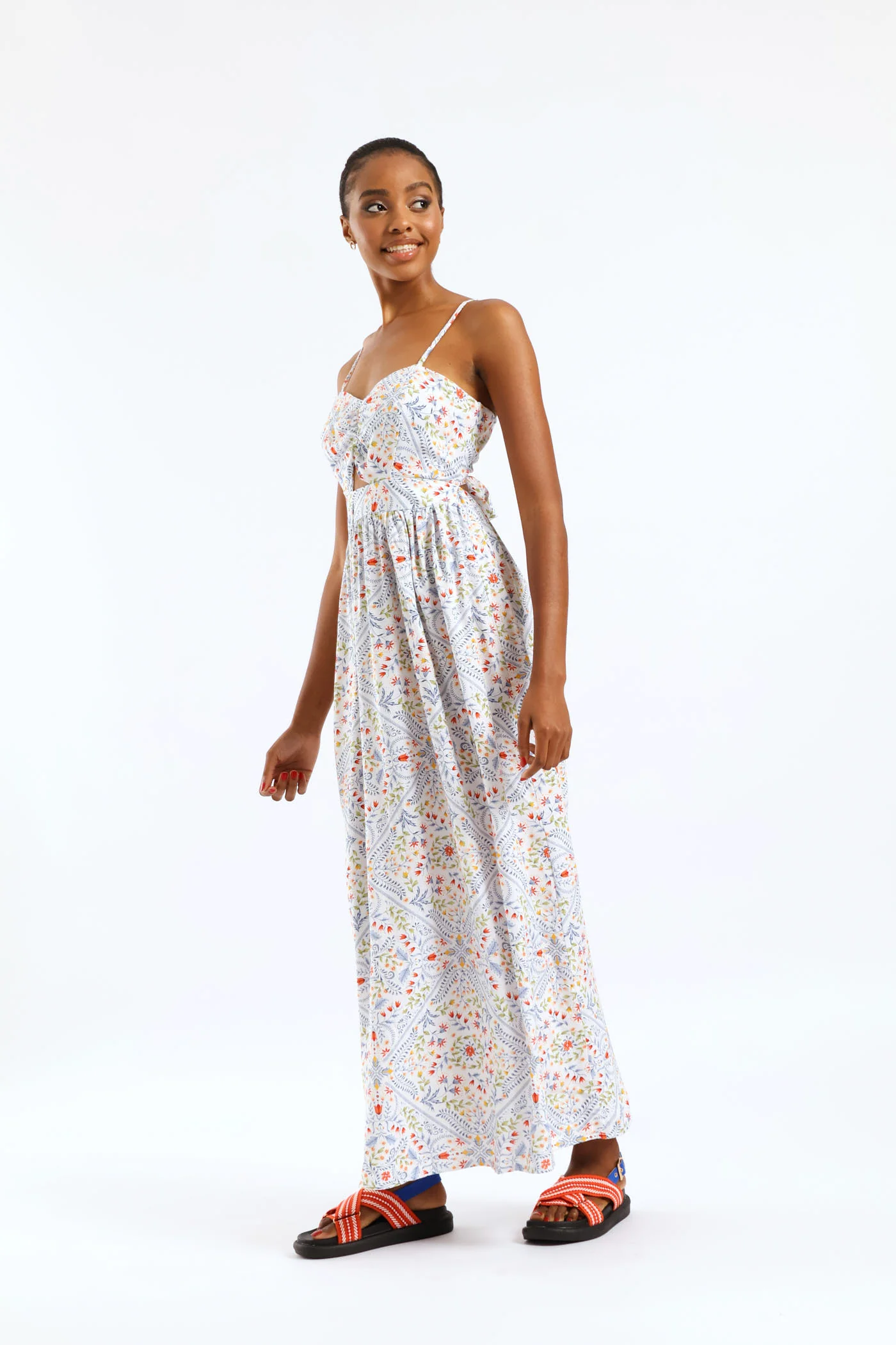 Strappy Peekaboo Tie-Back Maxi Dress - Multi - Image 5