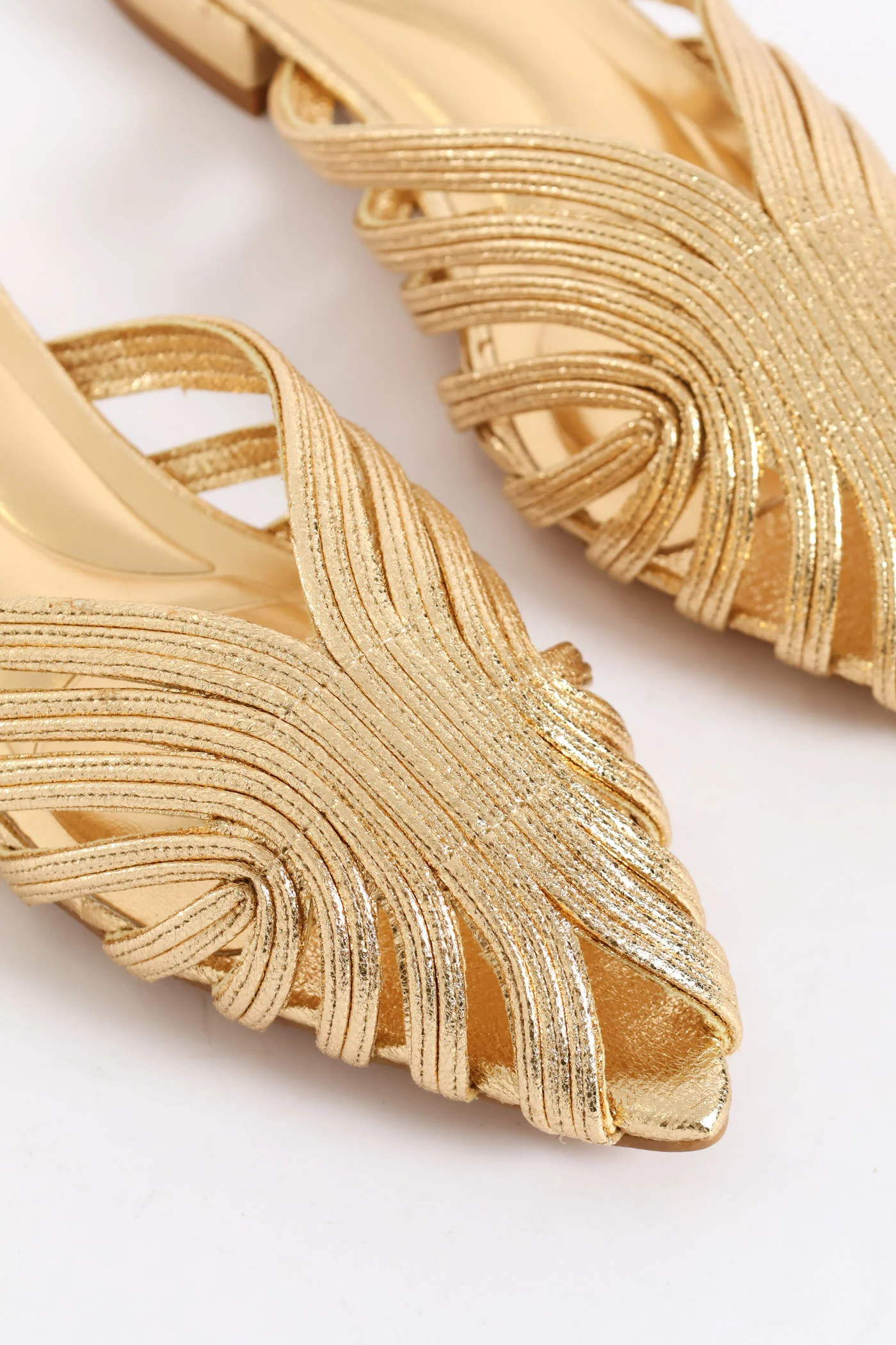 Strappy Peeptoe Mule - Gold - Image 2