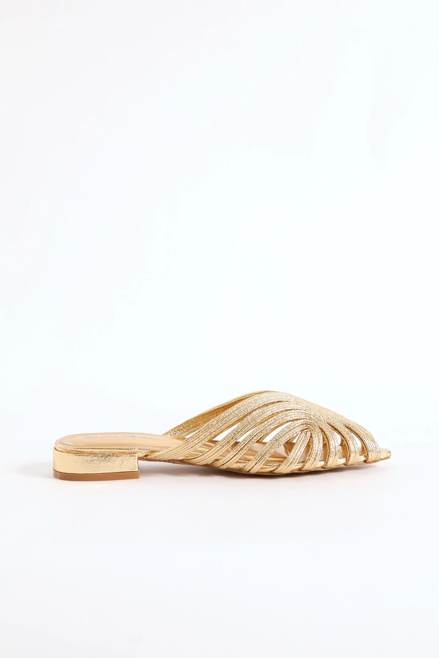 Strappy Peeptoe Mule - Gold - Image 3