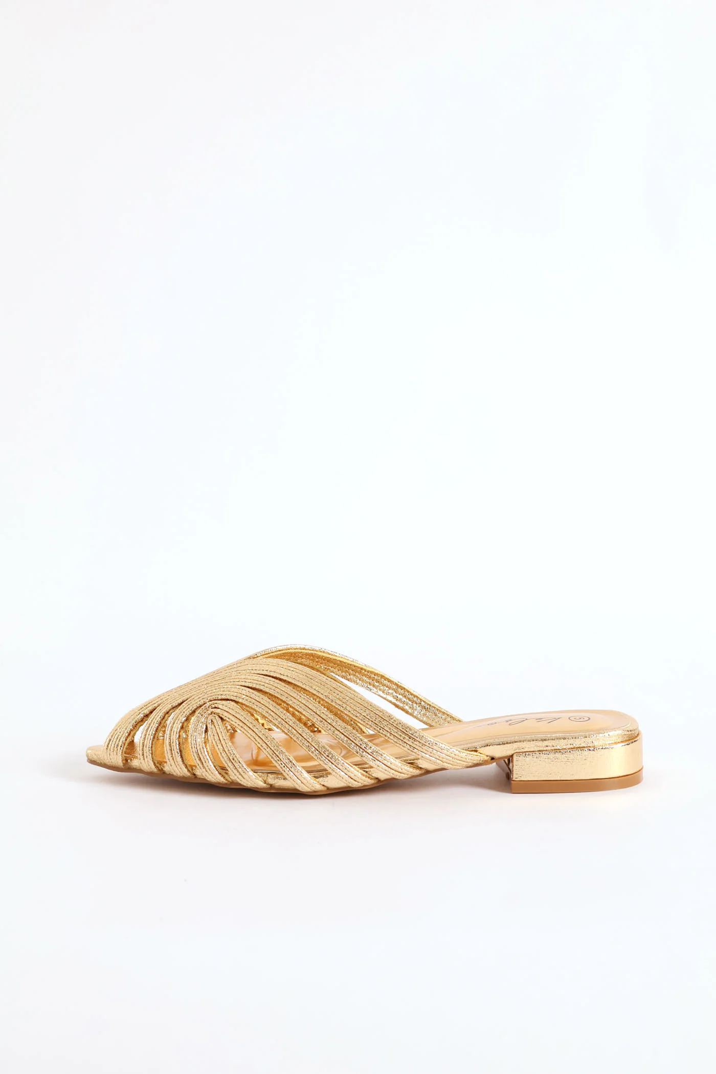 Strappy Peeptoe Mule - Gold - Image 4