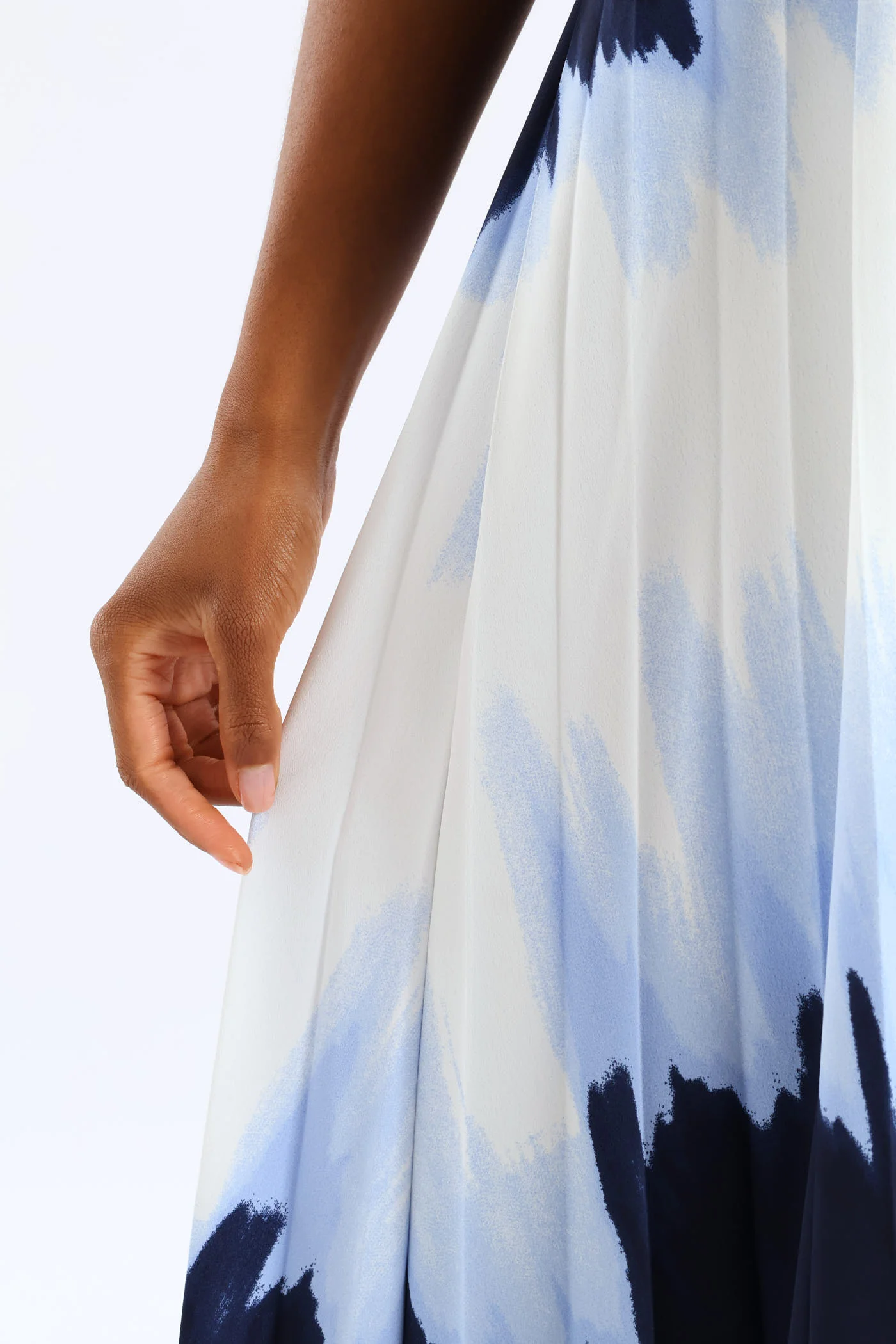 Strappy Pleated Tie-Dye Maxi Dress - Blue - Image 3
