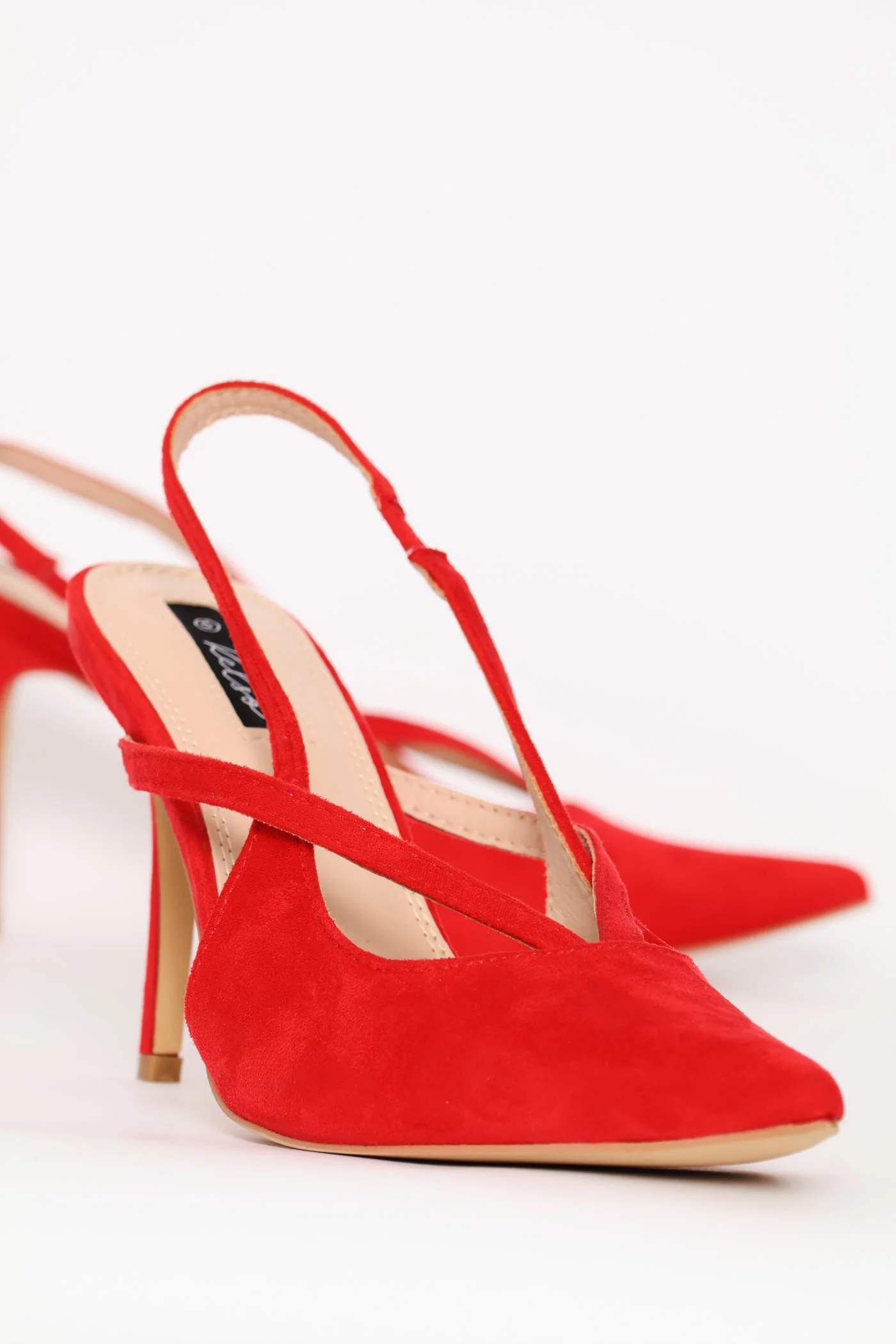 Strappy Pointed Toe Stiletto Heel - Red - Image 3