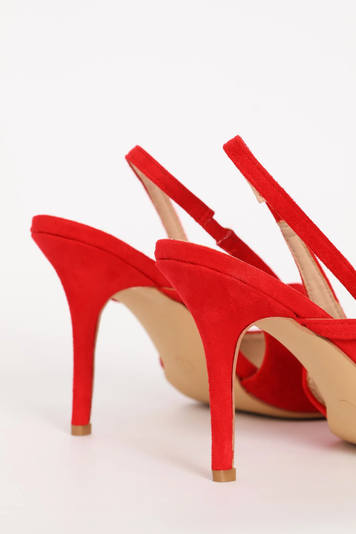 Strappy Pointed Toe Stiletto Heel - Red - Image 4