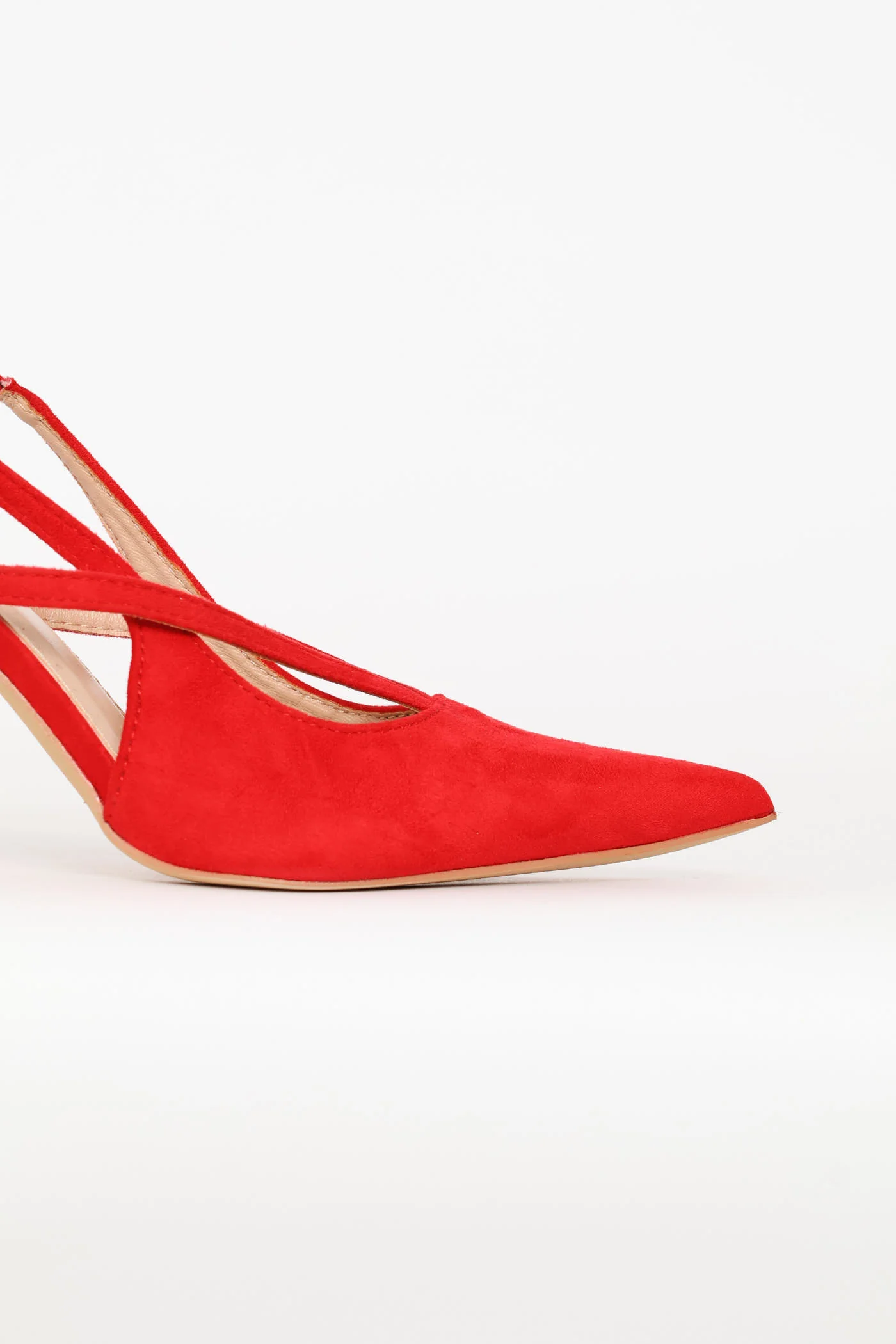 Strappy Pointed Toe Stiletto Heel - Red - Image 5