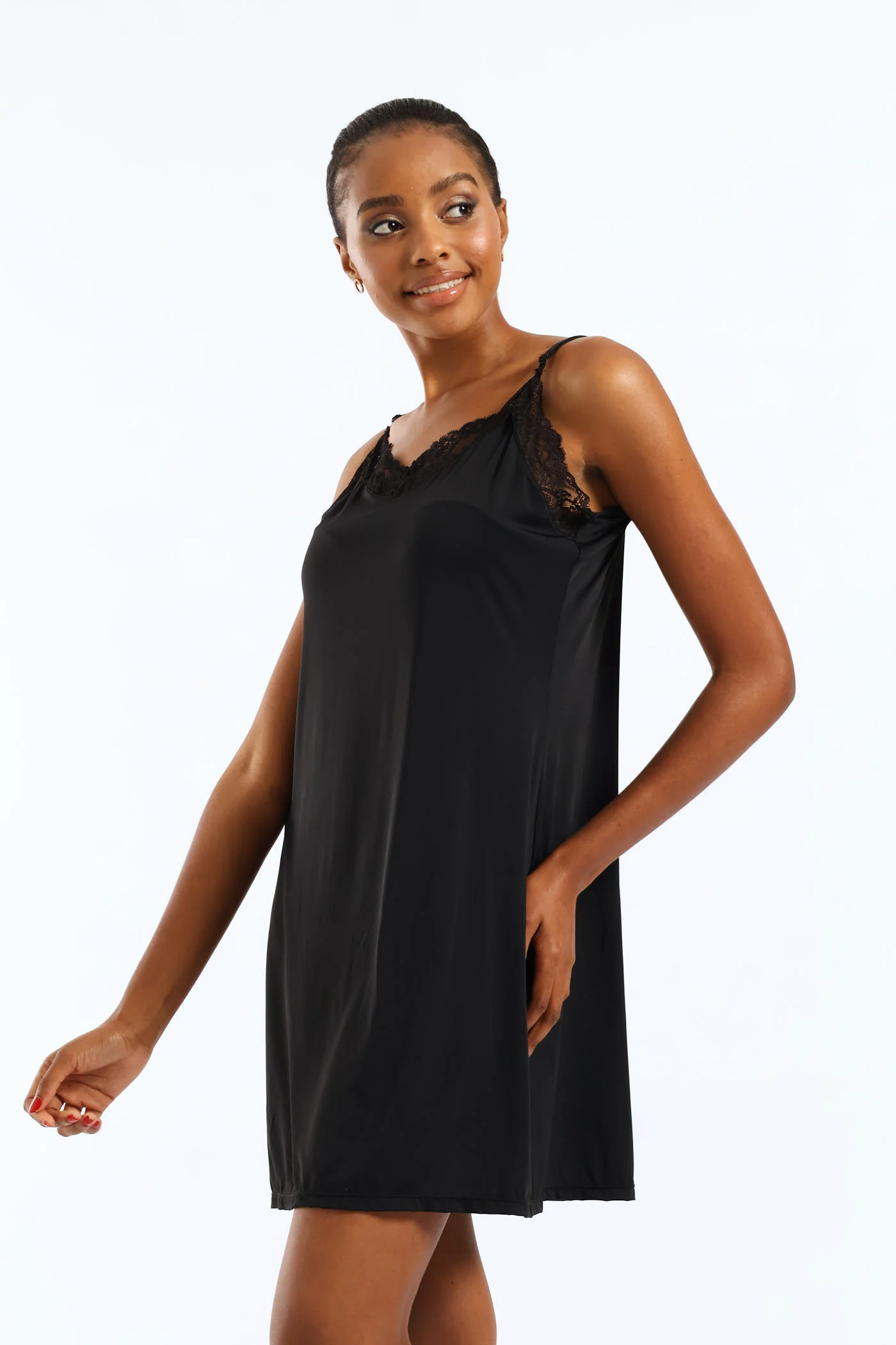 Strappy Slip Dress - Black - Image 4