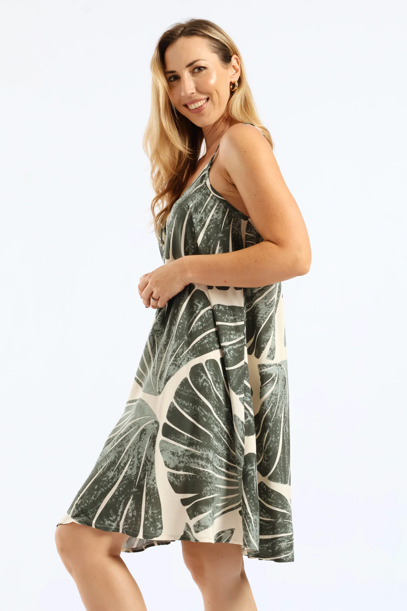 Strappy Swing Cami Mini Dress - Sage - Image 3