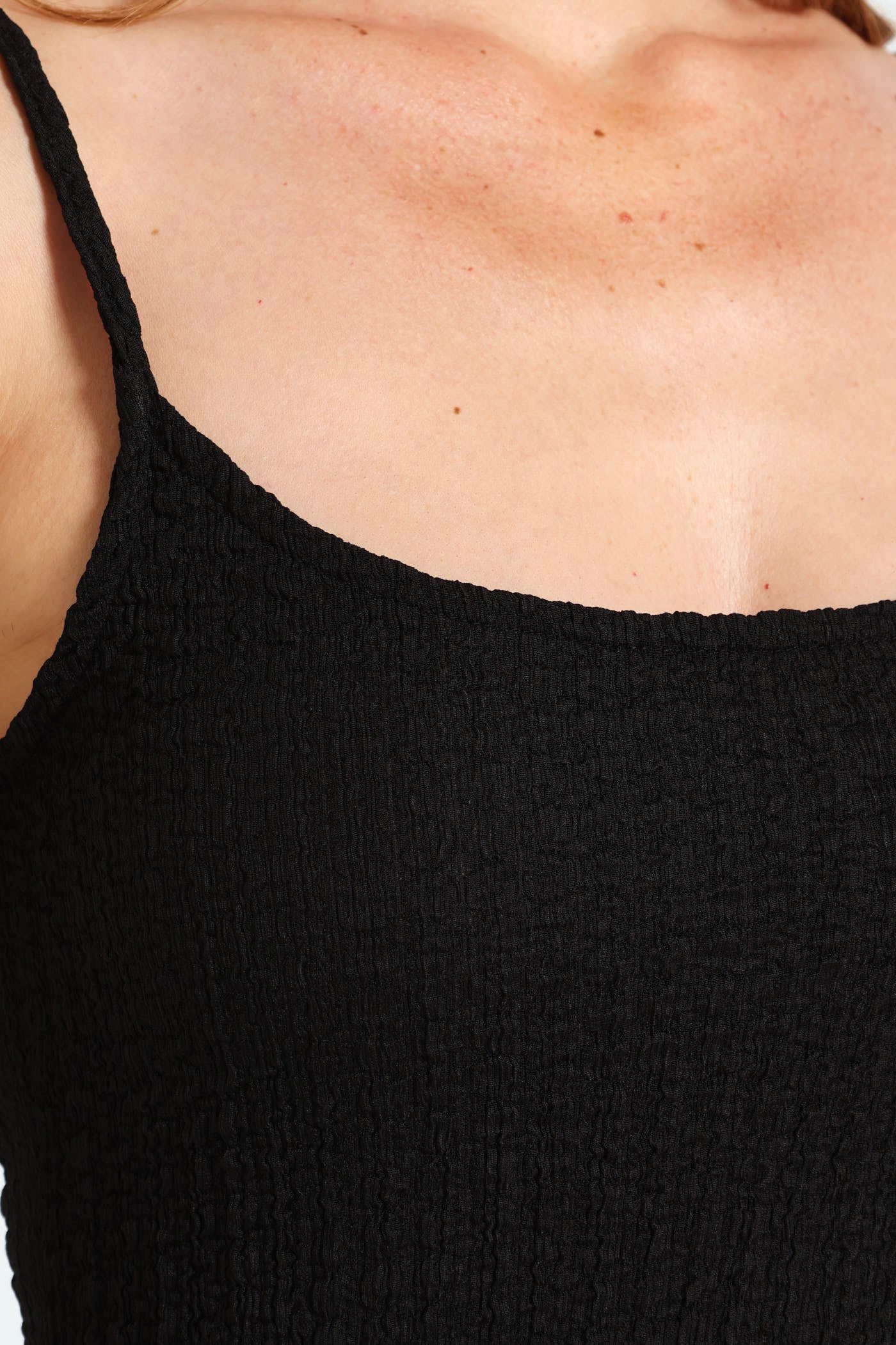 Strappy Textured Slip Midi Dress - Black - Image 4