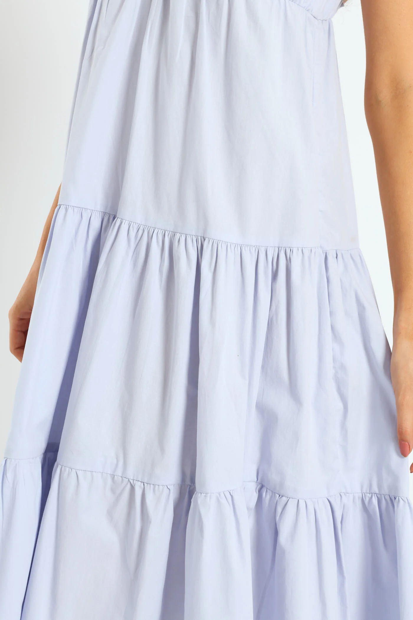 Strappy Tie-Back Tiered Maxi Slip Dress - Light Blue - Image 5