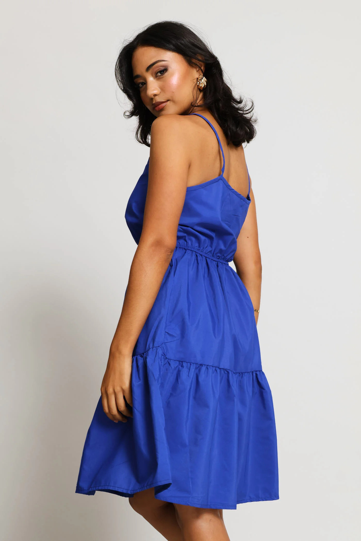 Strappy Tie-Front Tiered Mini Dress - Cobalt - Image 4