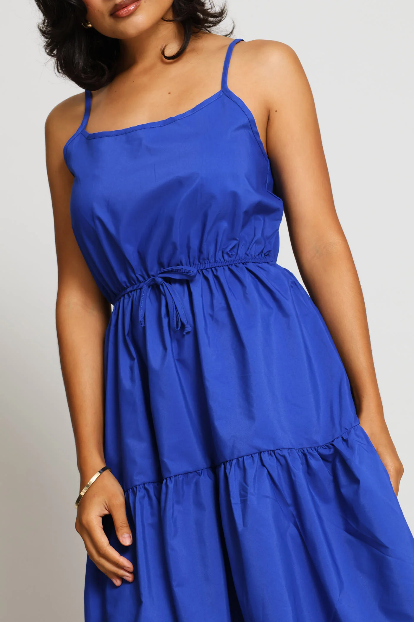 Strappy Tie-Front Tiered Mini Dress - Cobalt - Image 5