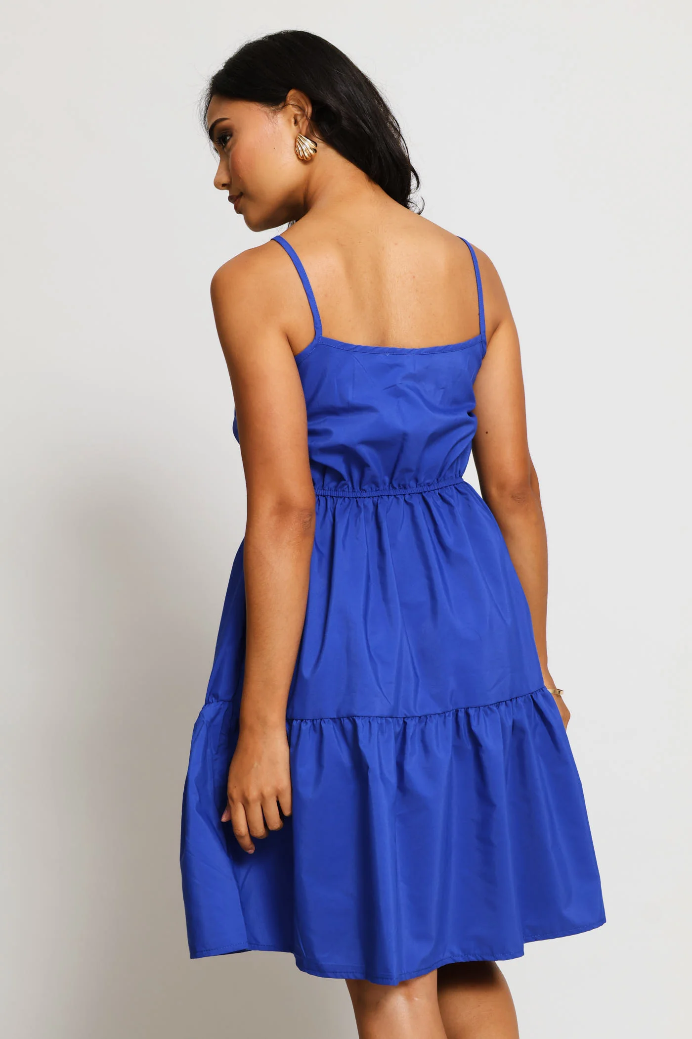 Strappy Tie-Front Tiered Mini Dress - Cobalt - Image 6