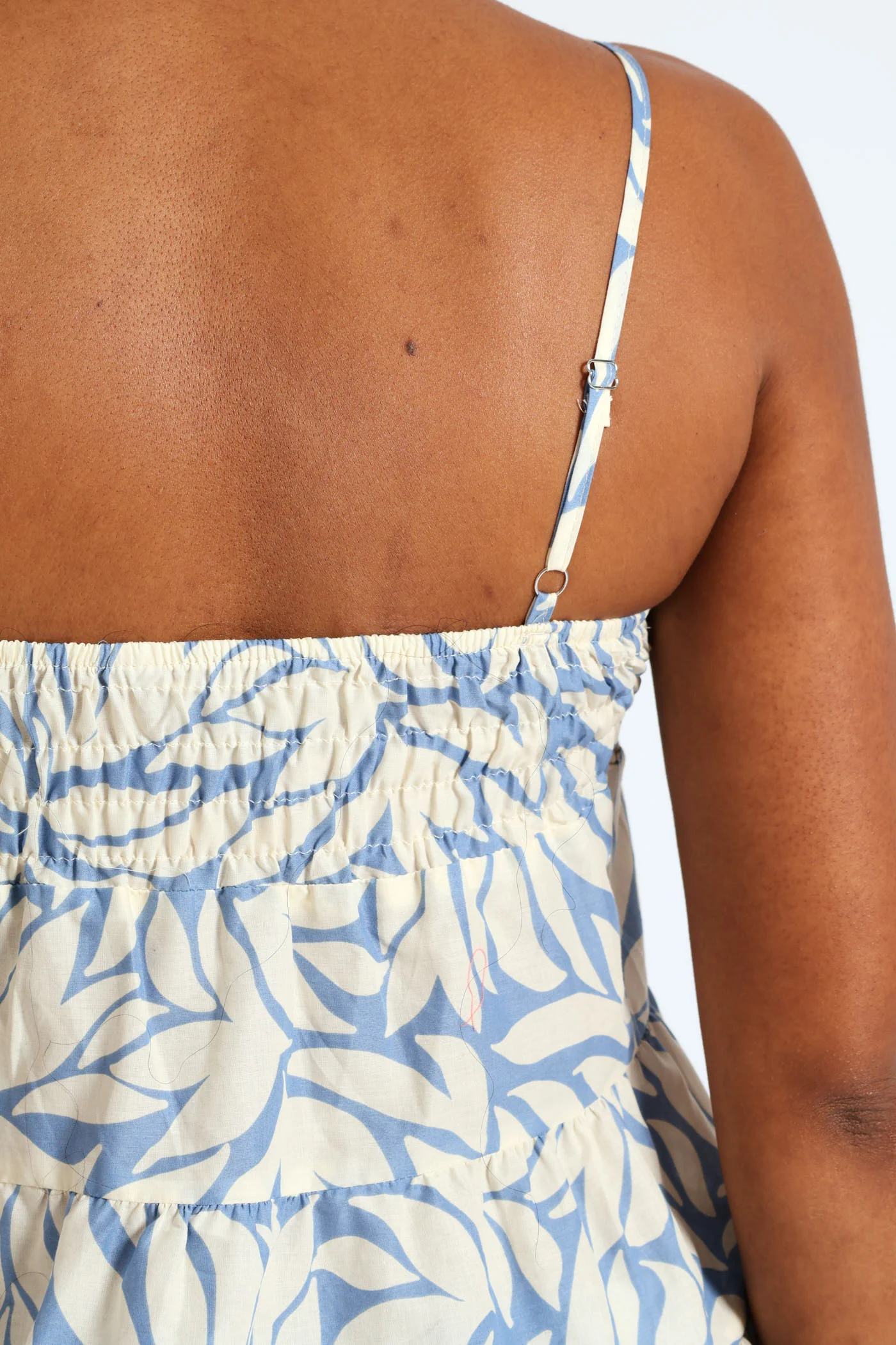 Strappy Tiered Babydoll Cami - White/Blue - Image 5
