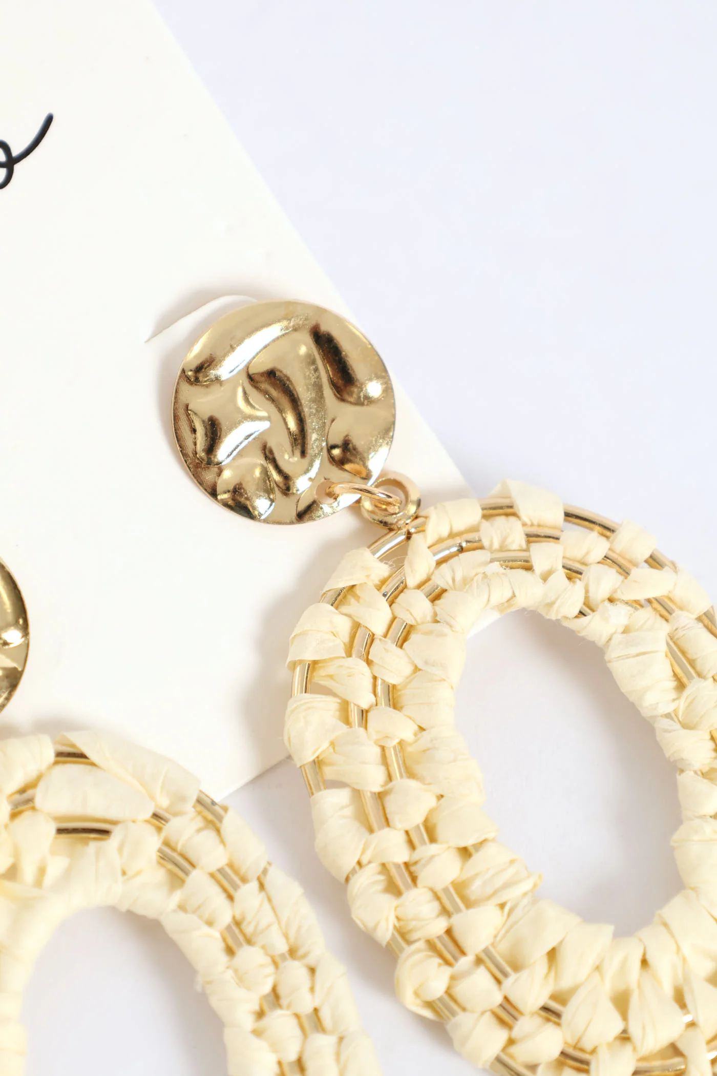Straw Drop Earring - Gold - Image 3