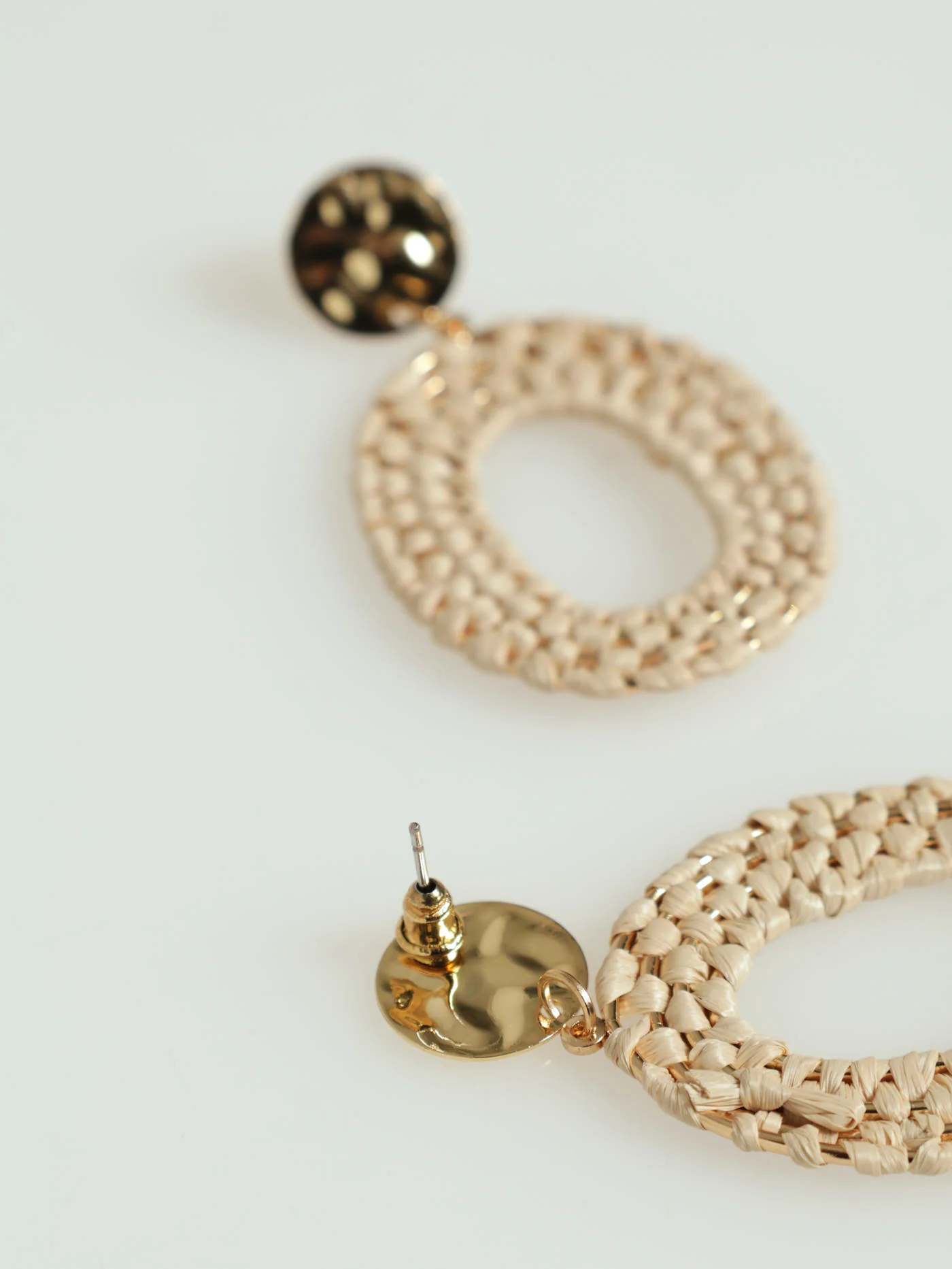 Straw Weave Drop Earring - Gold - Image 3