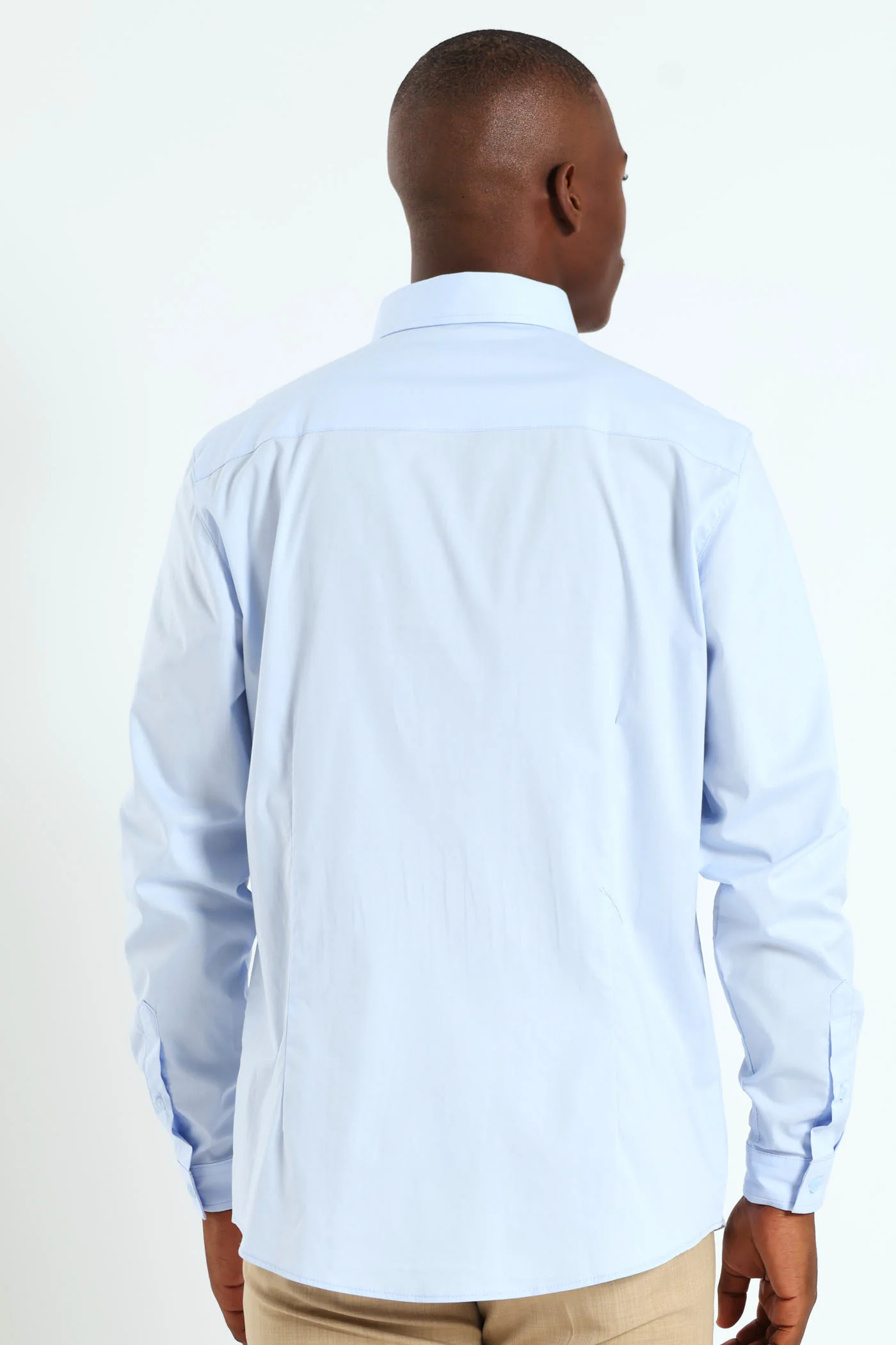 Stretch Concealed Placket Shirt - Light Blue - Image 12