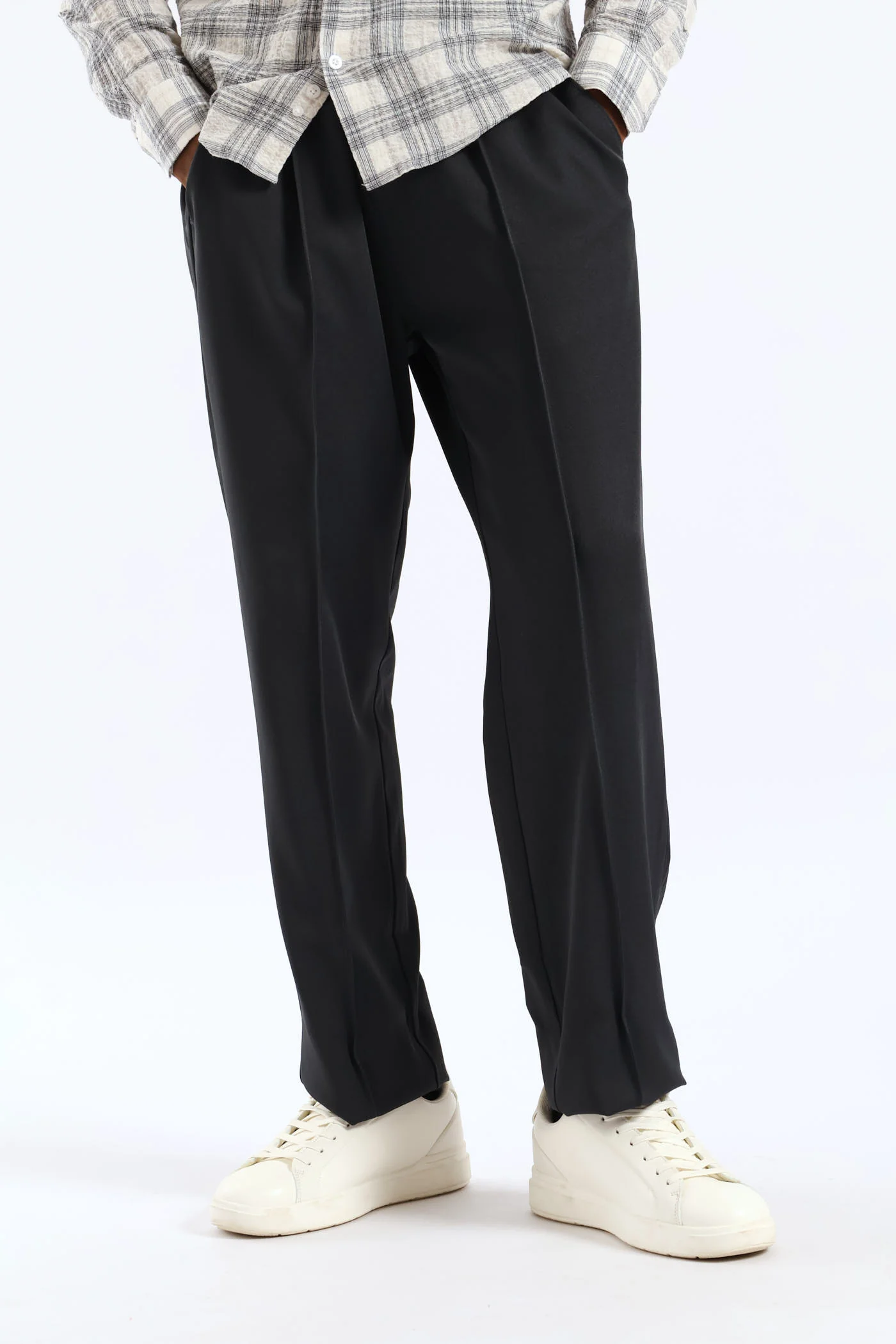 Stretch Elasticated Pintuck Jogger - Charcoal - Image 2