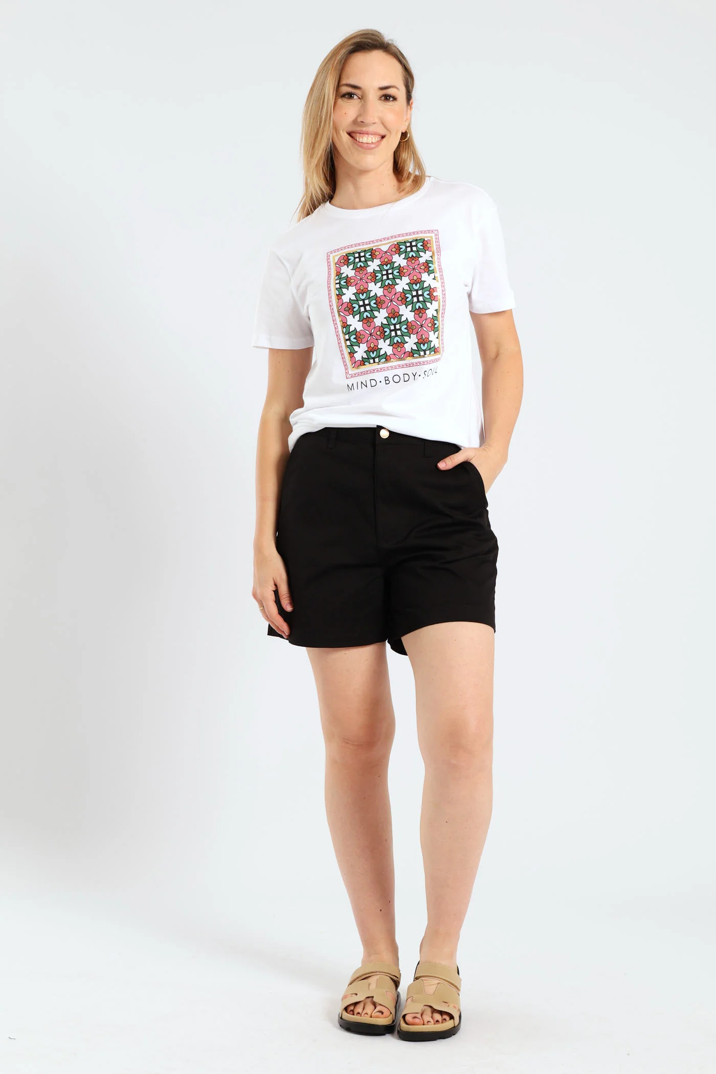 Stretch Sateen Mid Thigh Chino Short - Black - Image 6