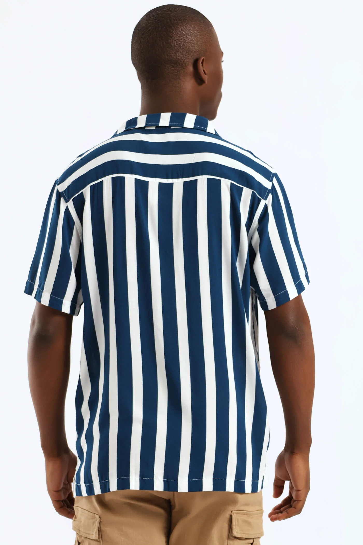 Stretch Vicose Shirt - Blue/White - Image 2