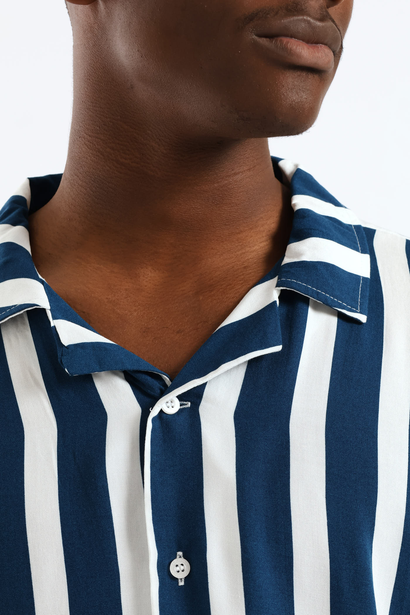 Stretch Vicose Shirt - Blue/White - Image 4