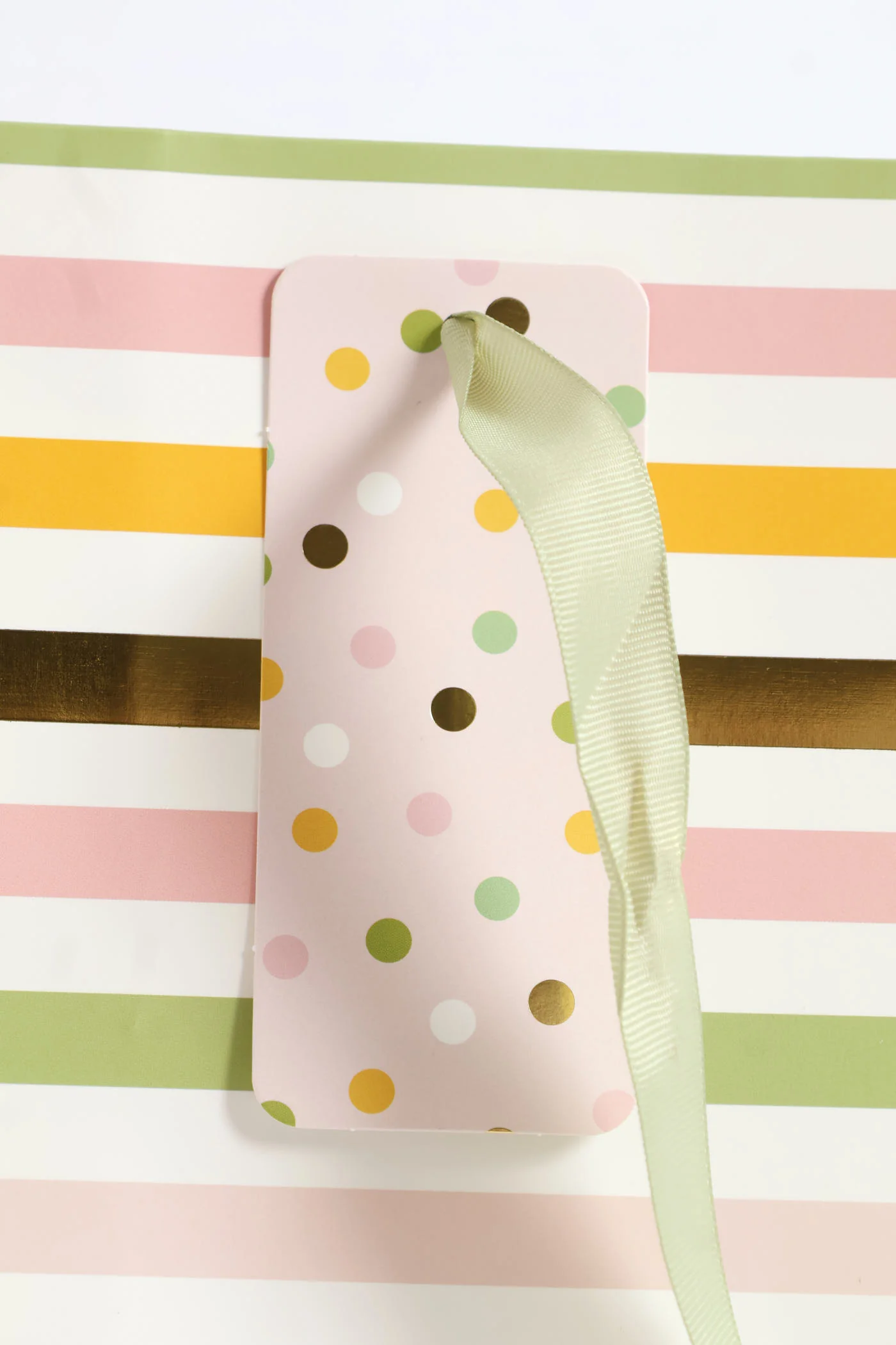 Stripe & Polka Dot Gold Foil Gift Bag Large - Multi - Image 3