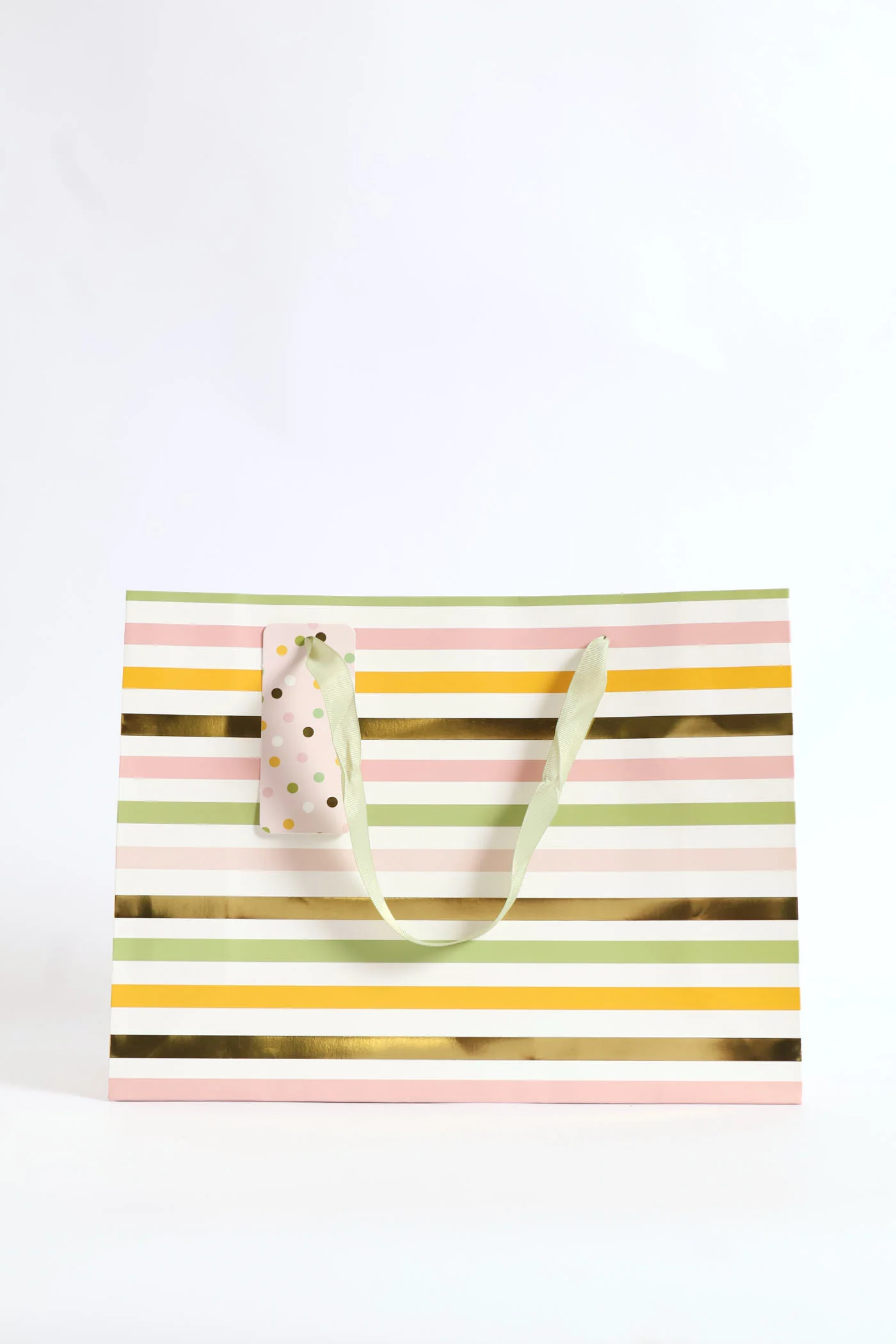Stripe & Polka Dot Gold Foil Gift Bag Large - Multi - Image 4