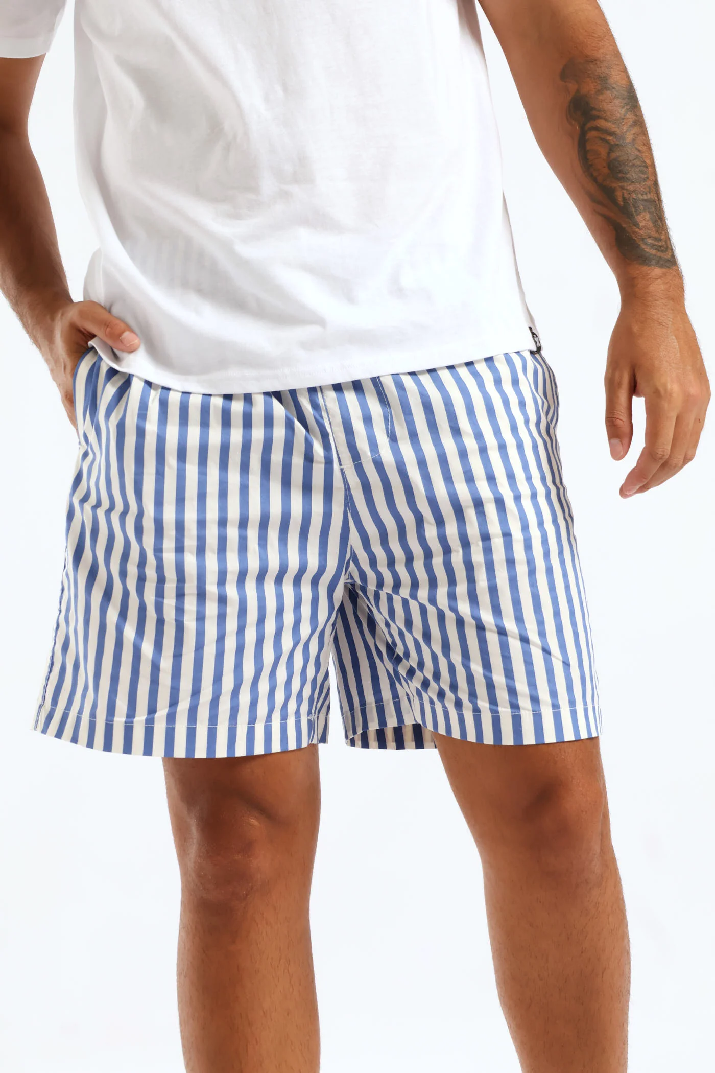 Stripe Beach Short - White/Blue - Image 3