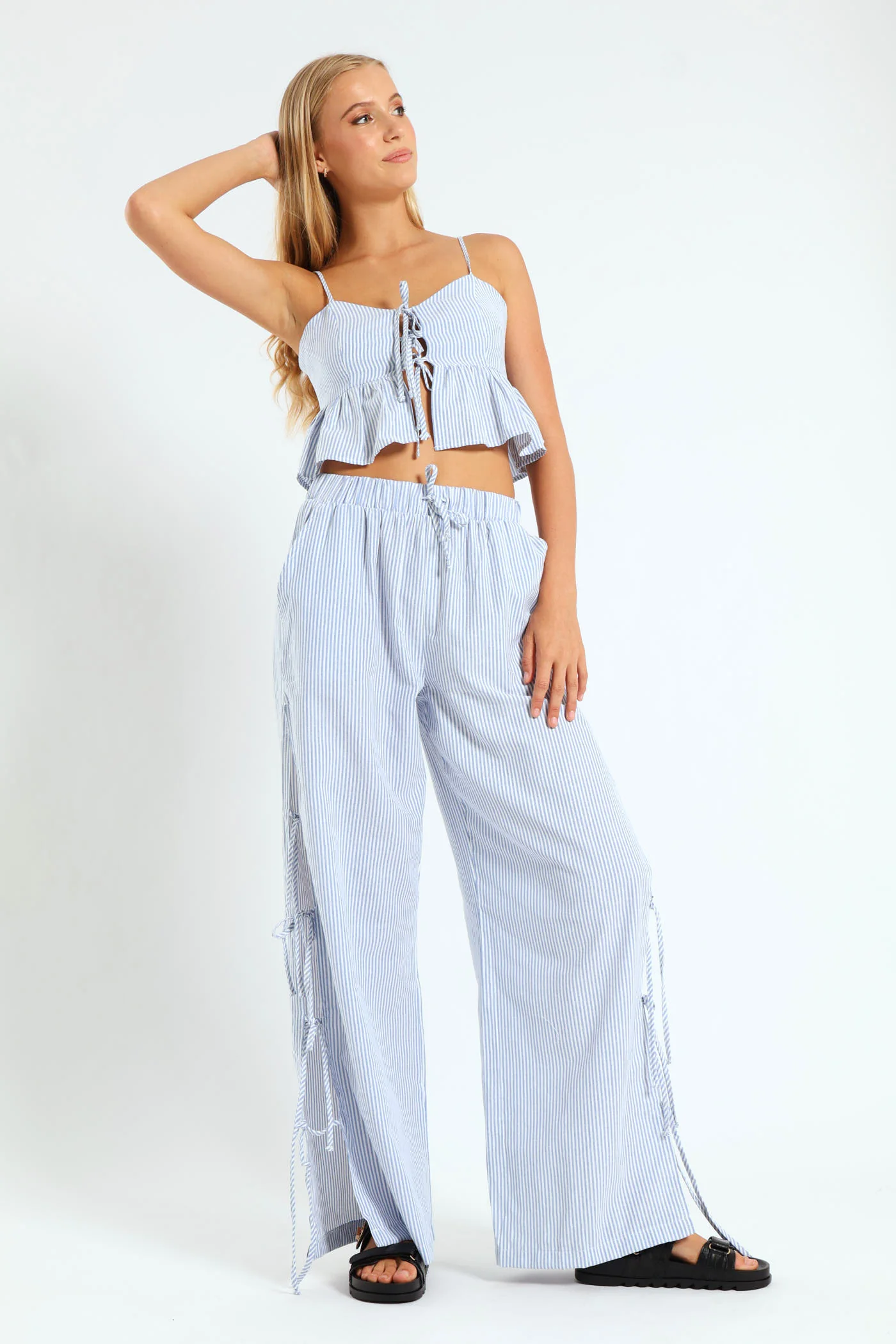 Stripe Bow Top - Blue - Image 2