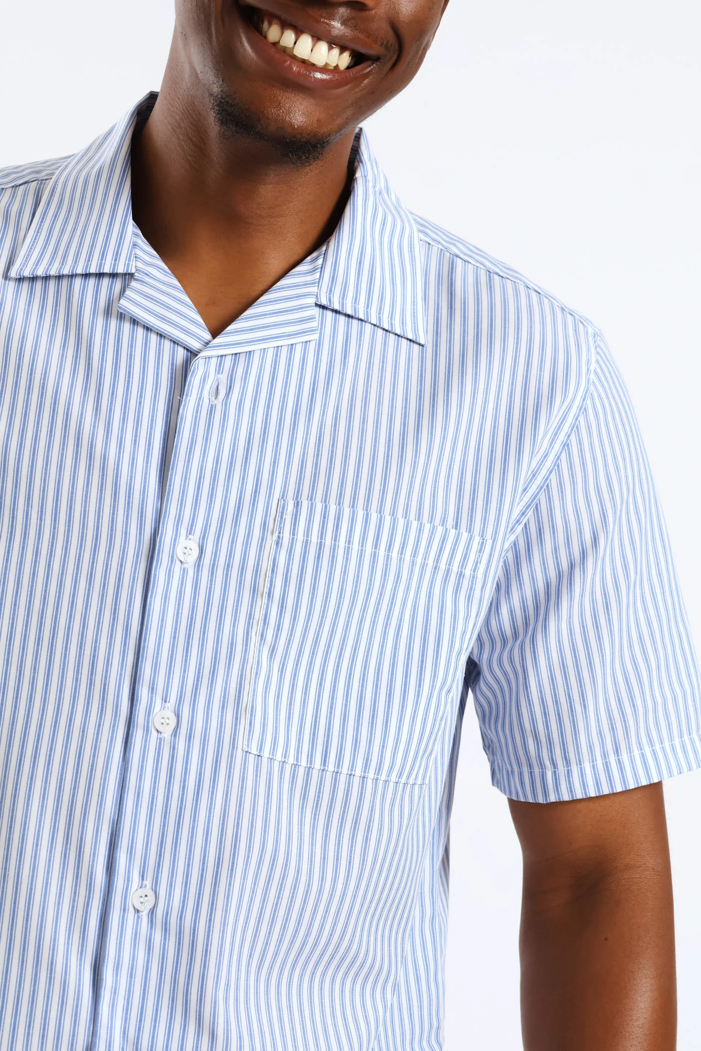 Stripe Boxy Shirt - Blue/White - Image 2