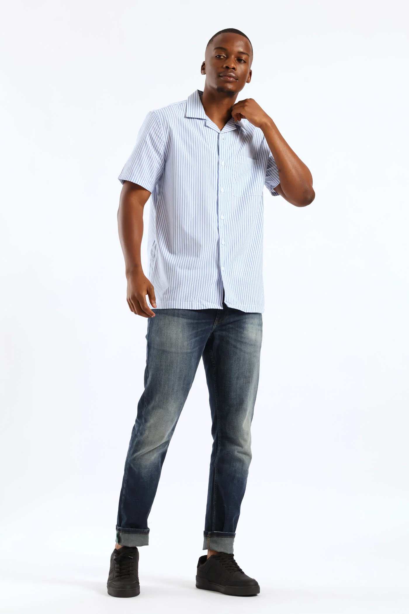Stripe Boxy Shirt - Blue/White - Image 3