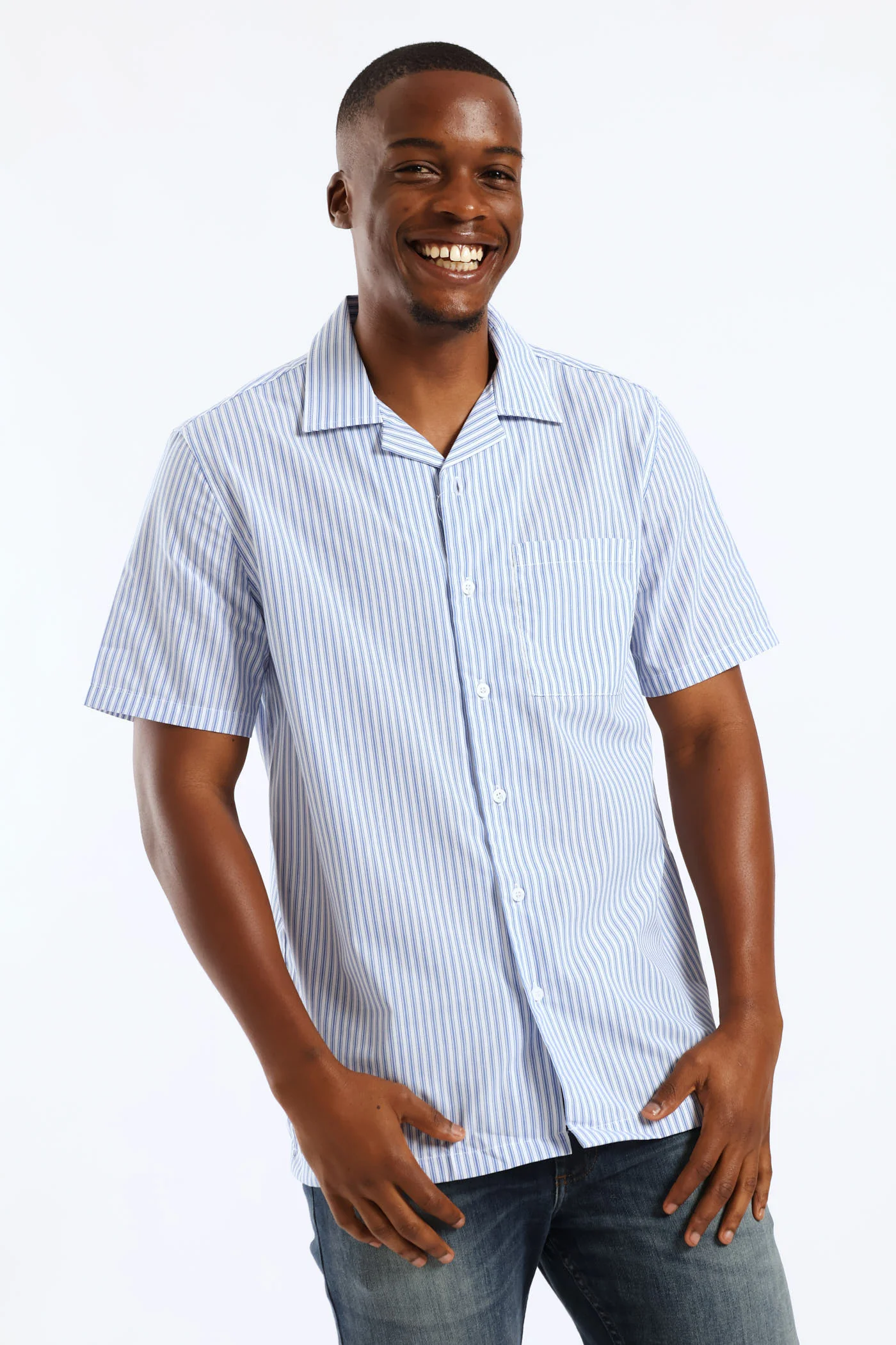 Stripe Boxy Shirt - Blue/White - Image 4