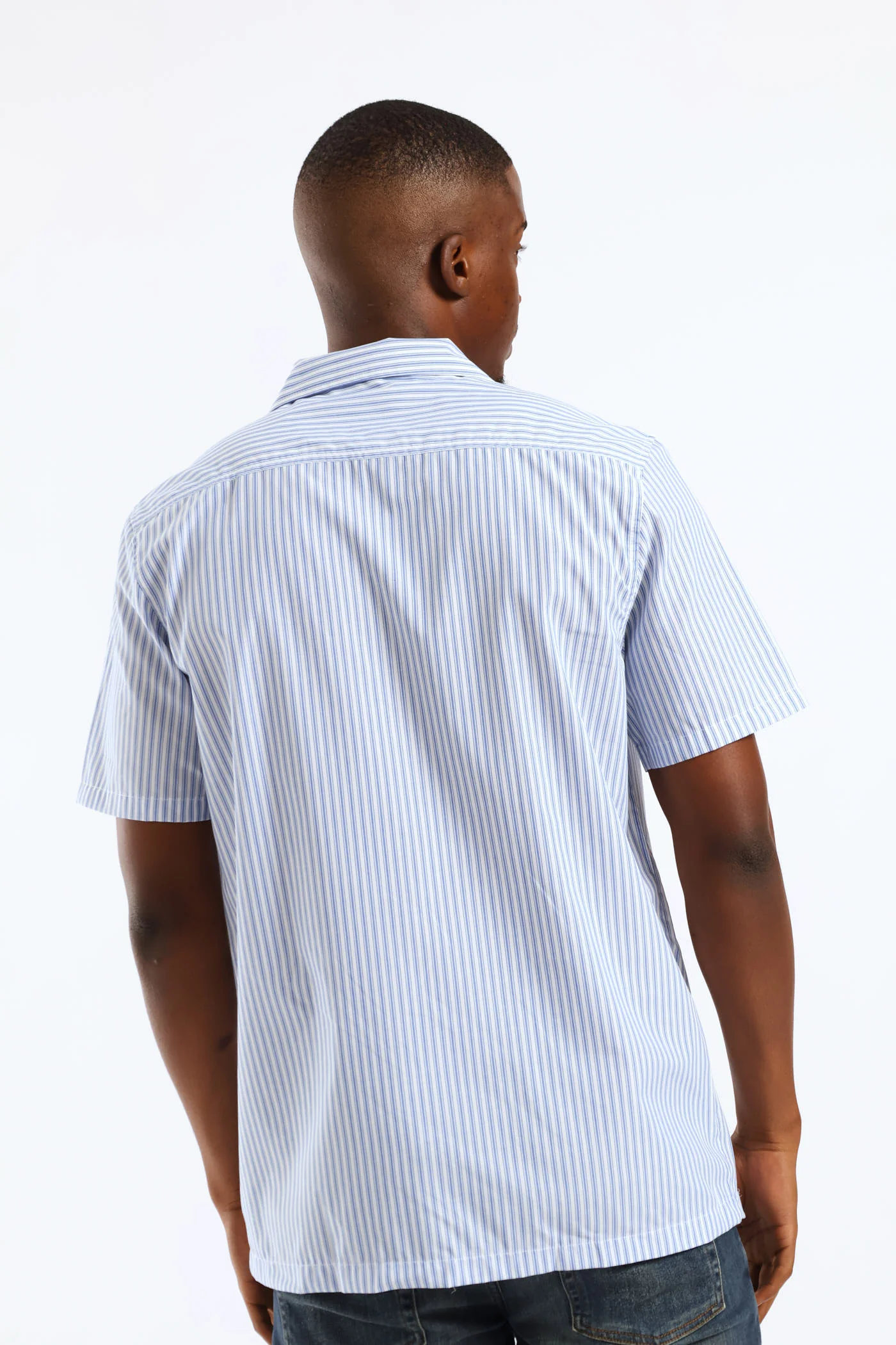 Stripe Boxy Shirt - Blue/White - Image 5