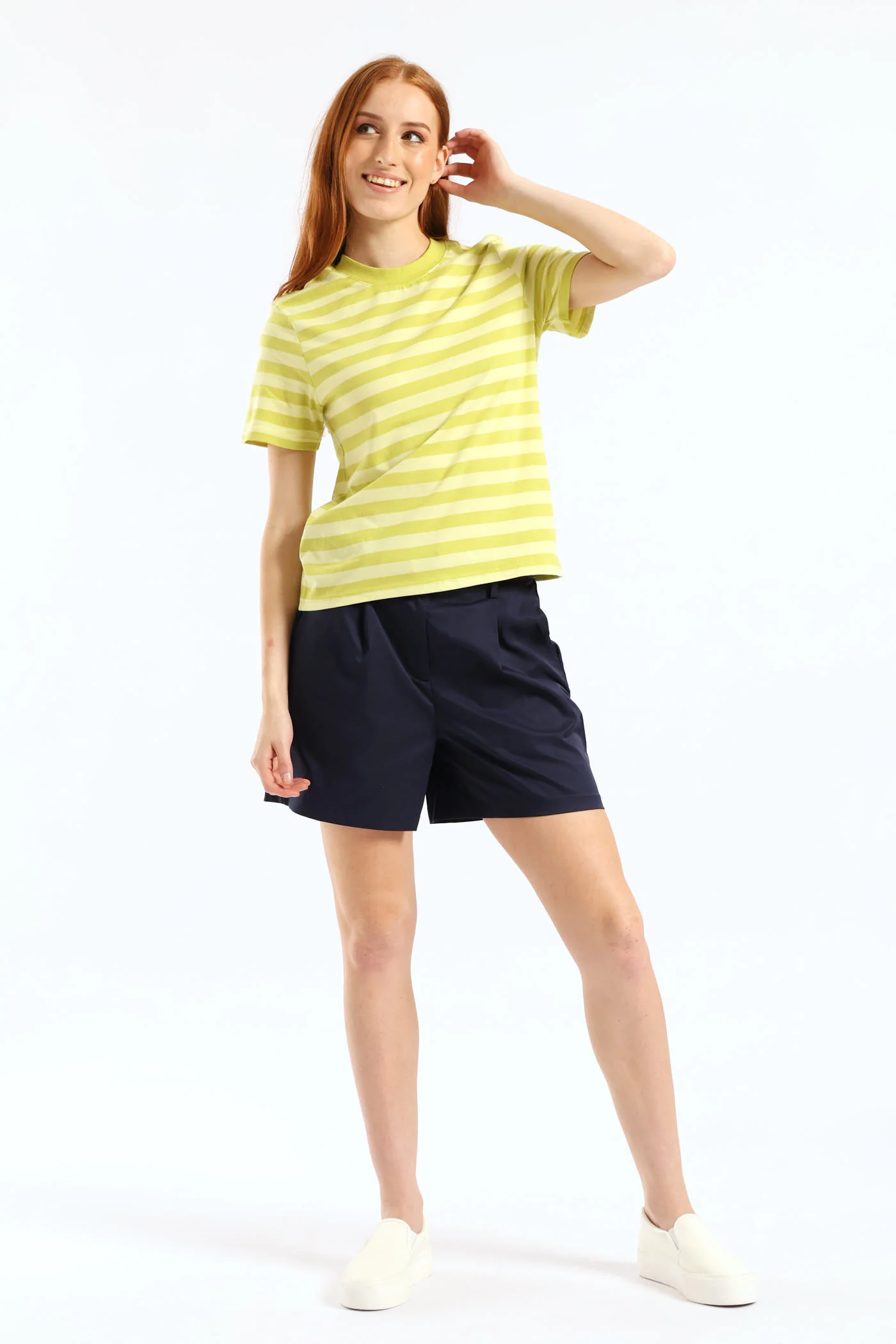 Stripe Boxy Tee - Chartreuse - Image 2