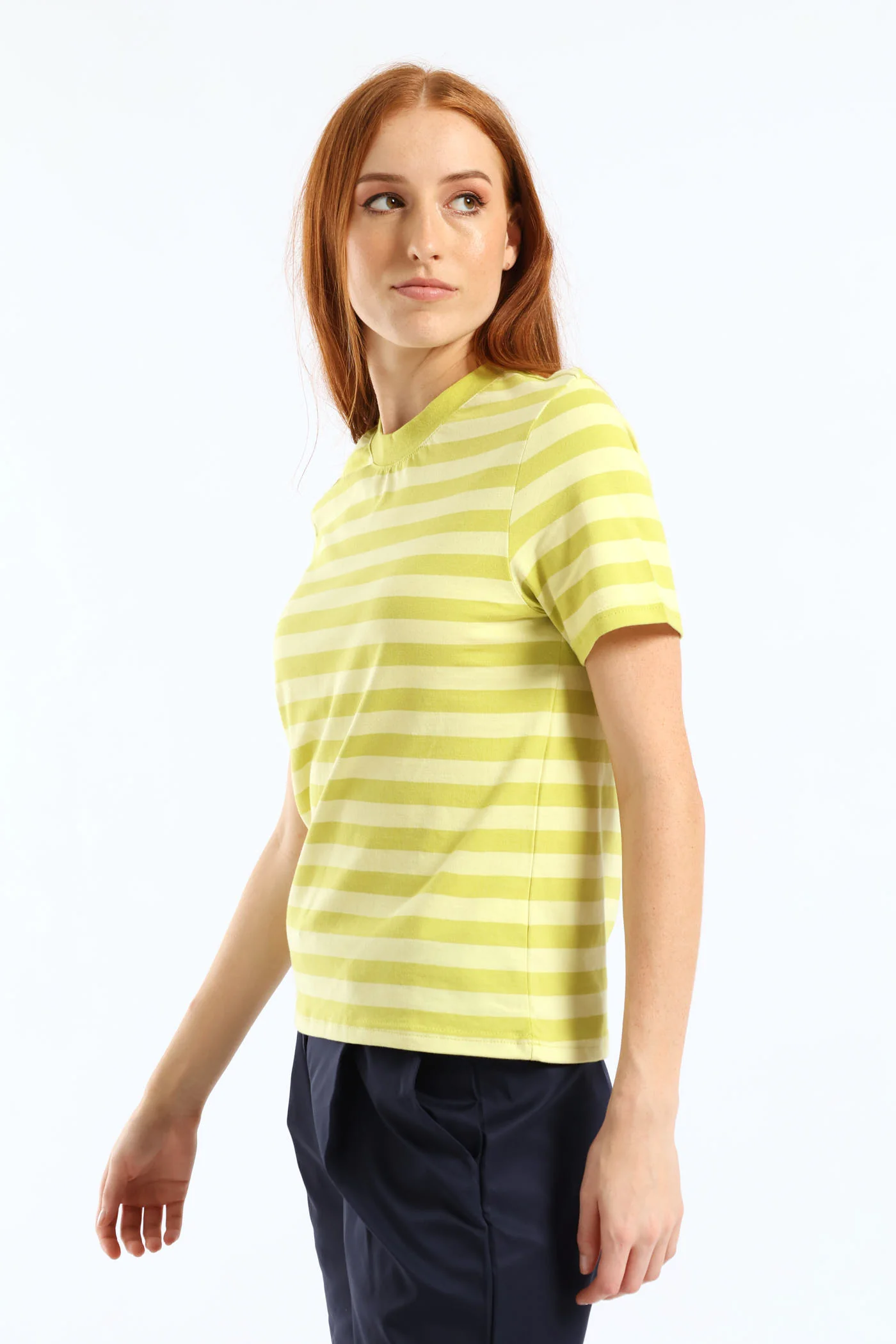Stripe Boxy Tee - Chartreuse - Image 3