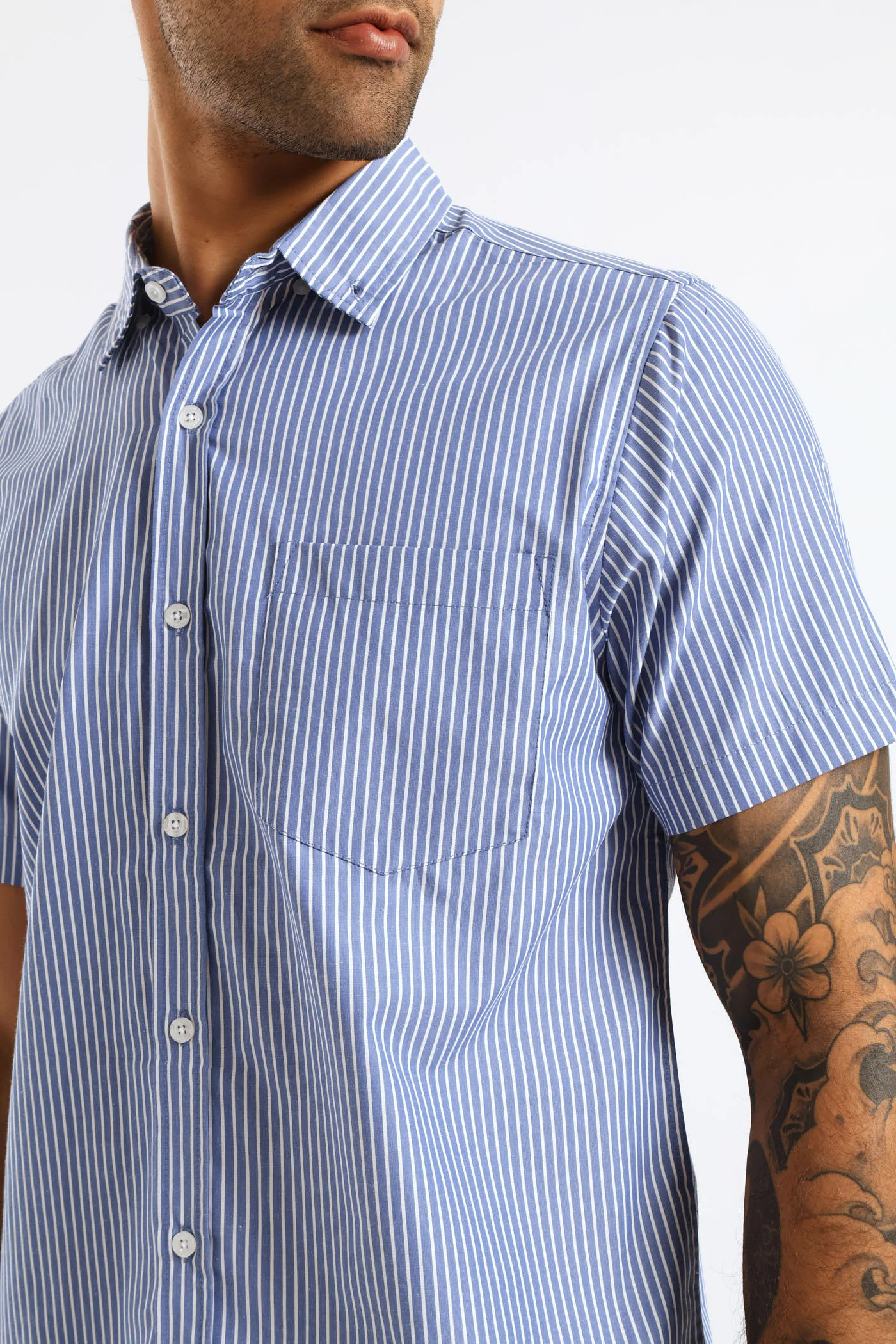 Stripe Button Down Shirt - Blue - Image 2
