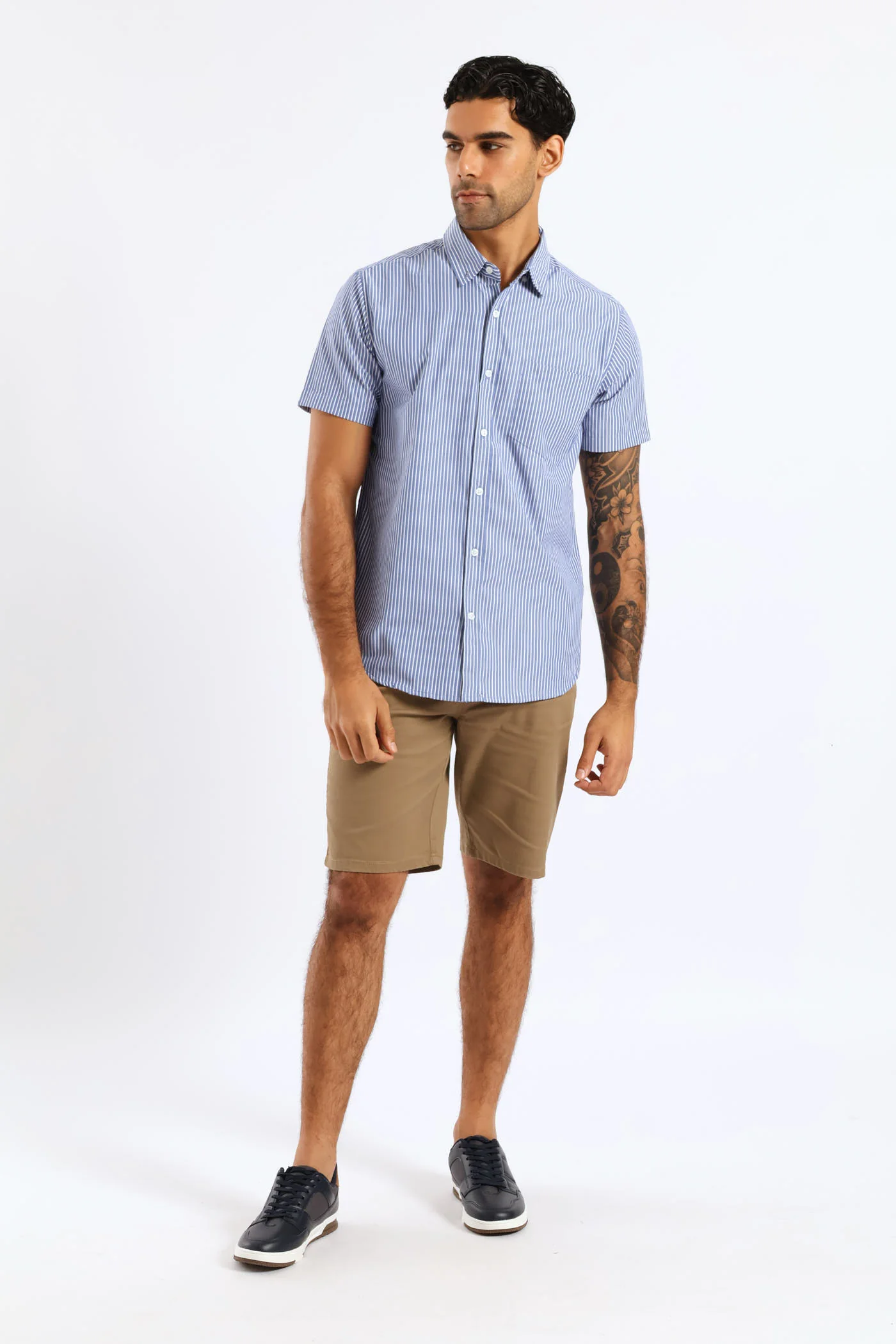 Stripe Button Down Shirt - Blue - Image 4