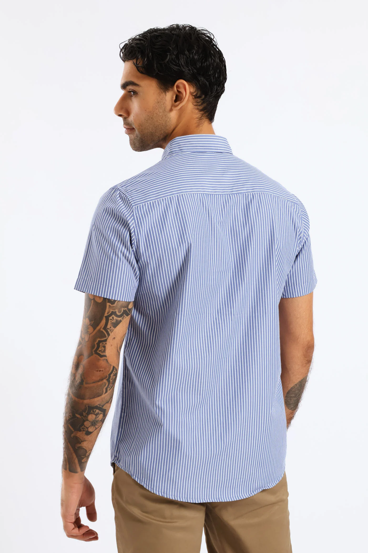 Stripe Button Down Shirt - Blue - Image 5