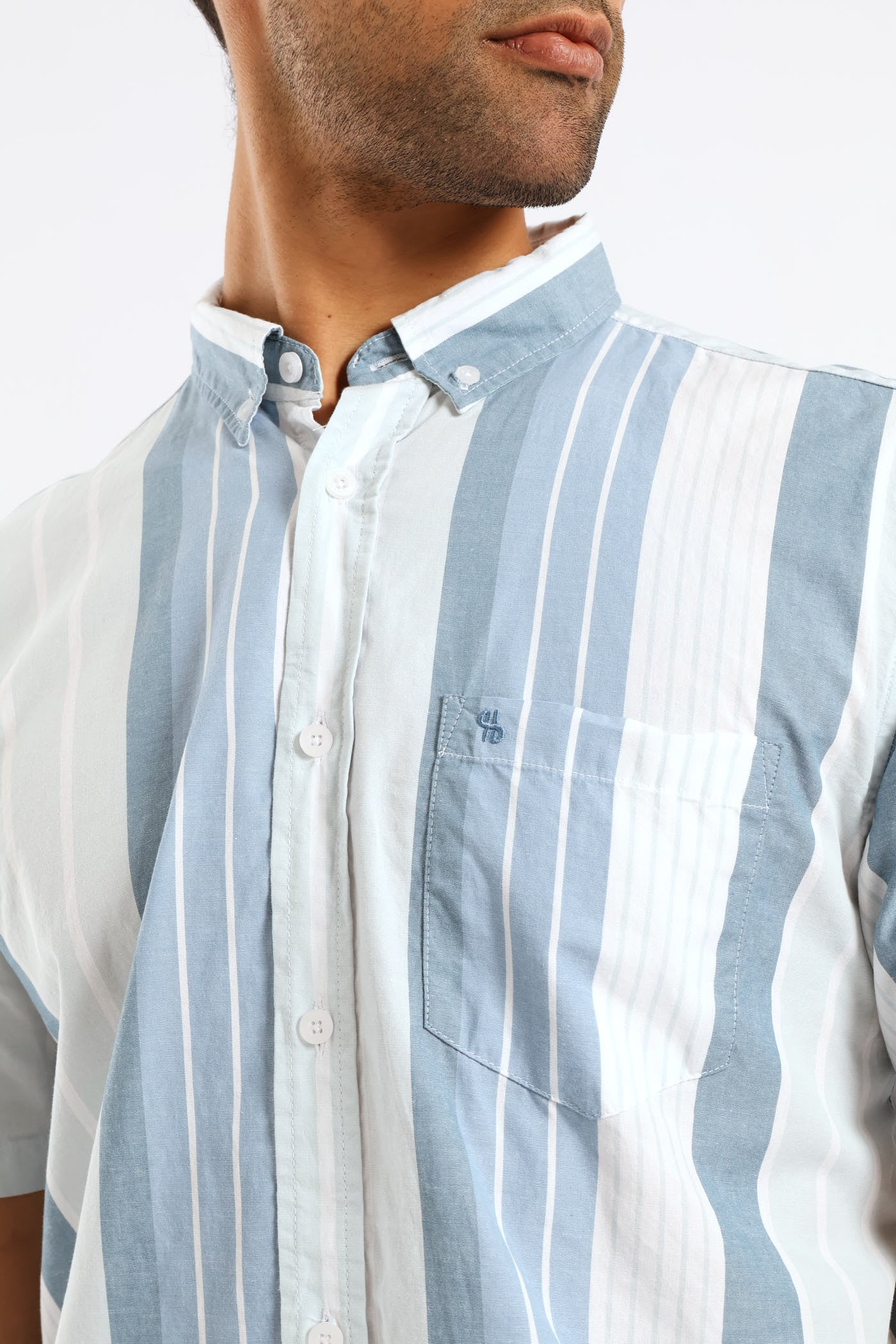 Stripe Button Down Shirt - White/Blue - Image 2