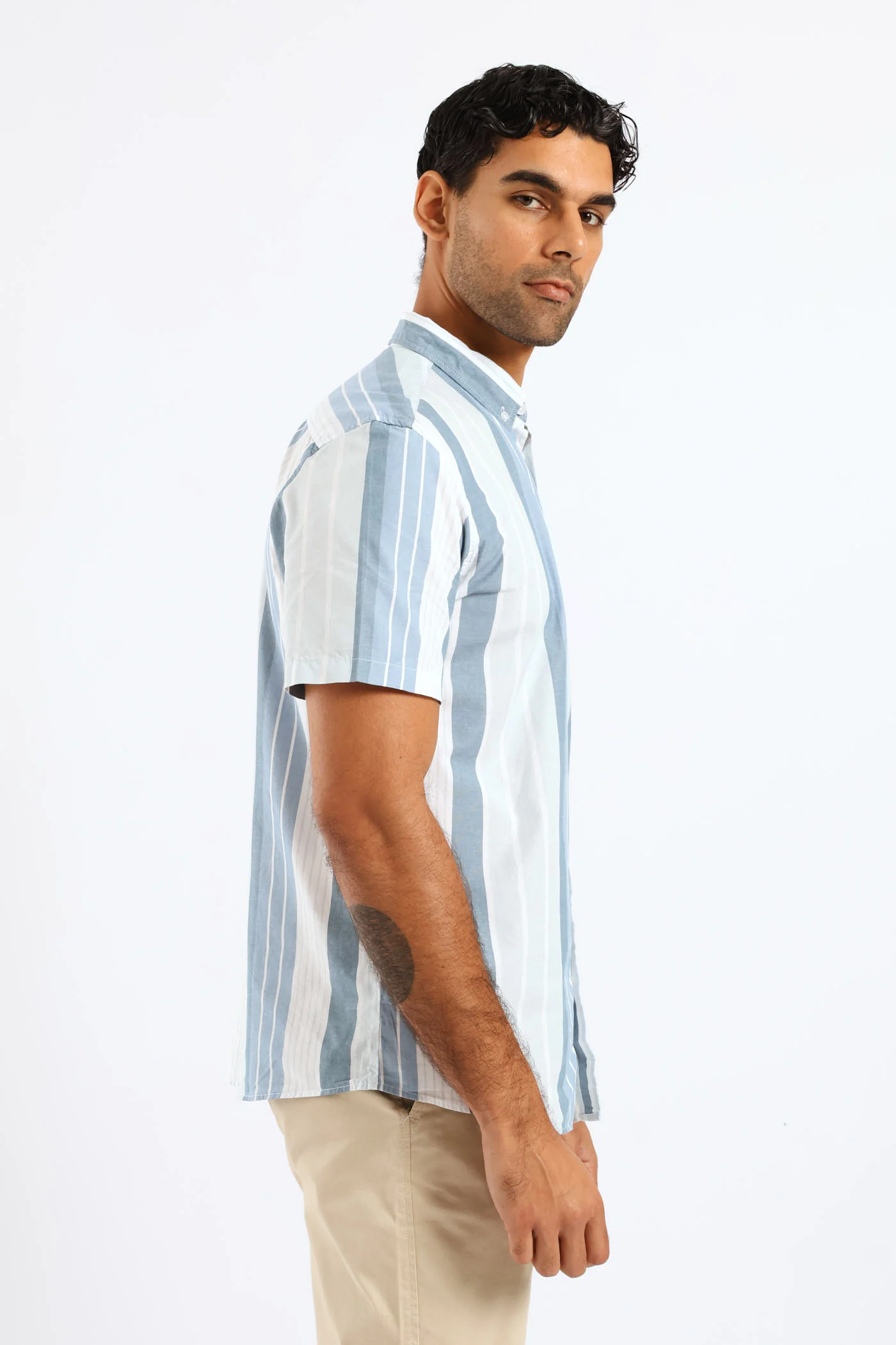 Stripe Button Down Shirt - White/Blue - Image 4