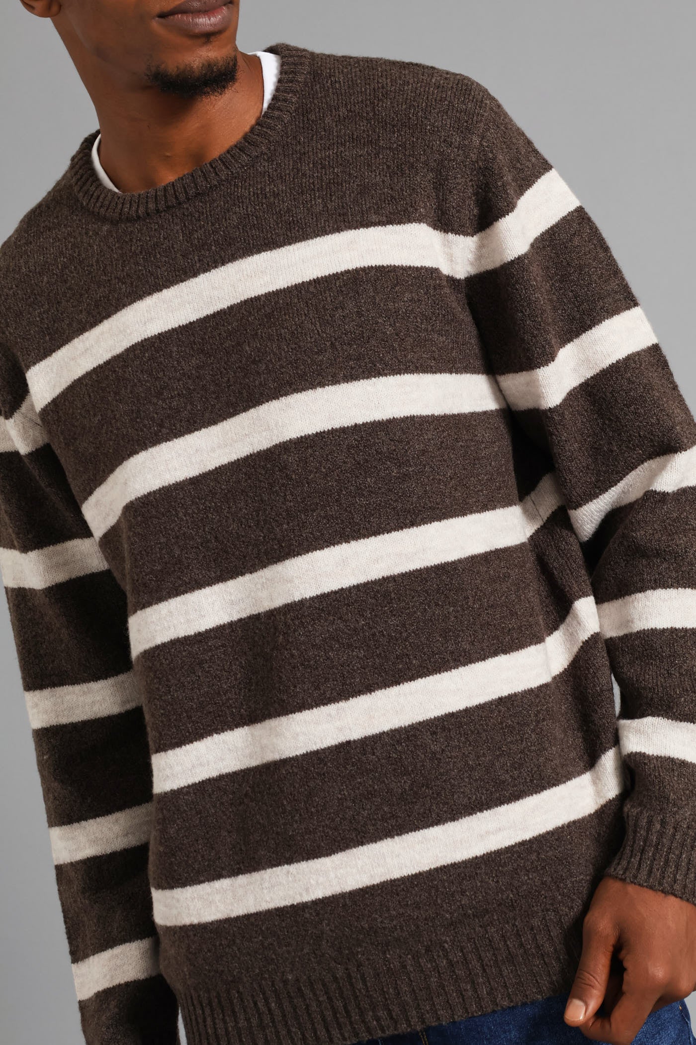 Stripe Crew Knitwear - Brown - Image 2