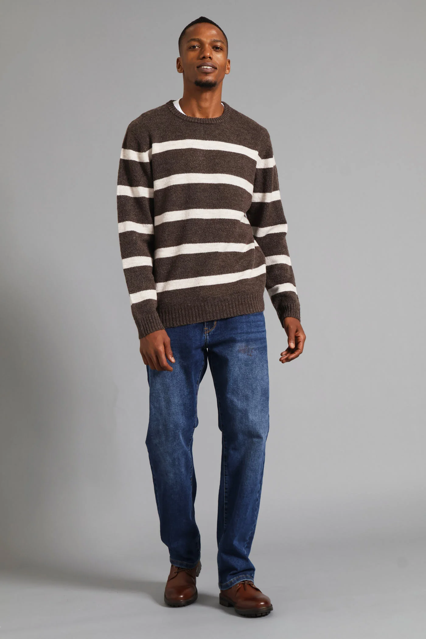 Stripe Crew Knitwear - Brown - Image 5