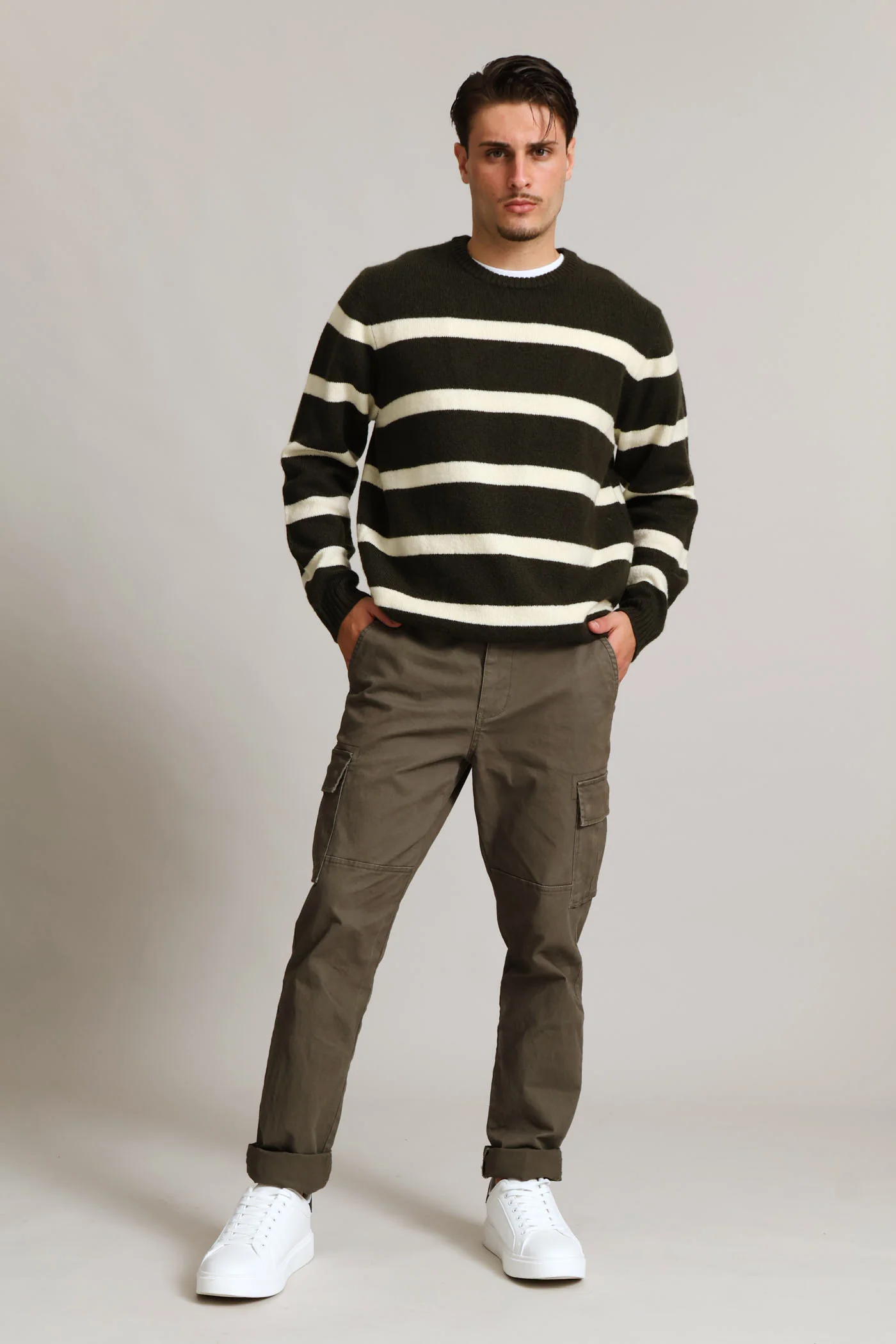 Stripe Crew Knitwear  - Fatigue - Image 4