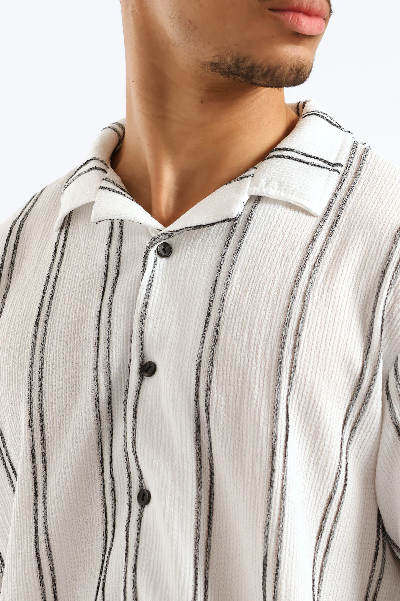 Stripe Crinkle Shirt - White - Image 2